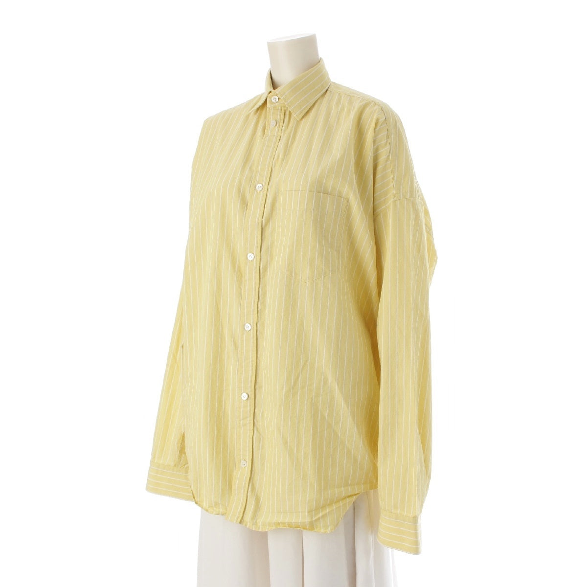 BALENCIAGA 23 years cotton Striped back logo shirt blouse tops 725395 yellow 36