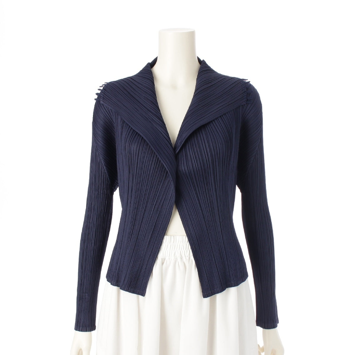 PLEATS PLEASE ISSEY  fringed jacket cardigan PP01-J0546 Navy 3
