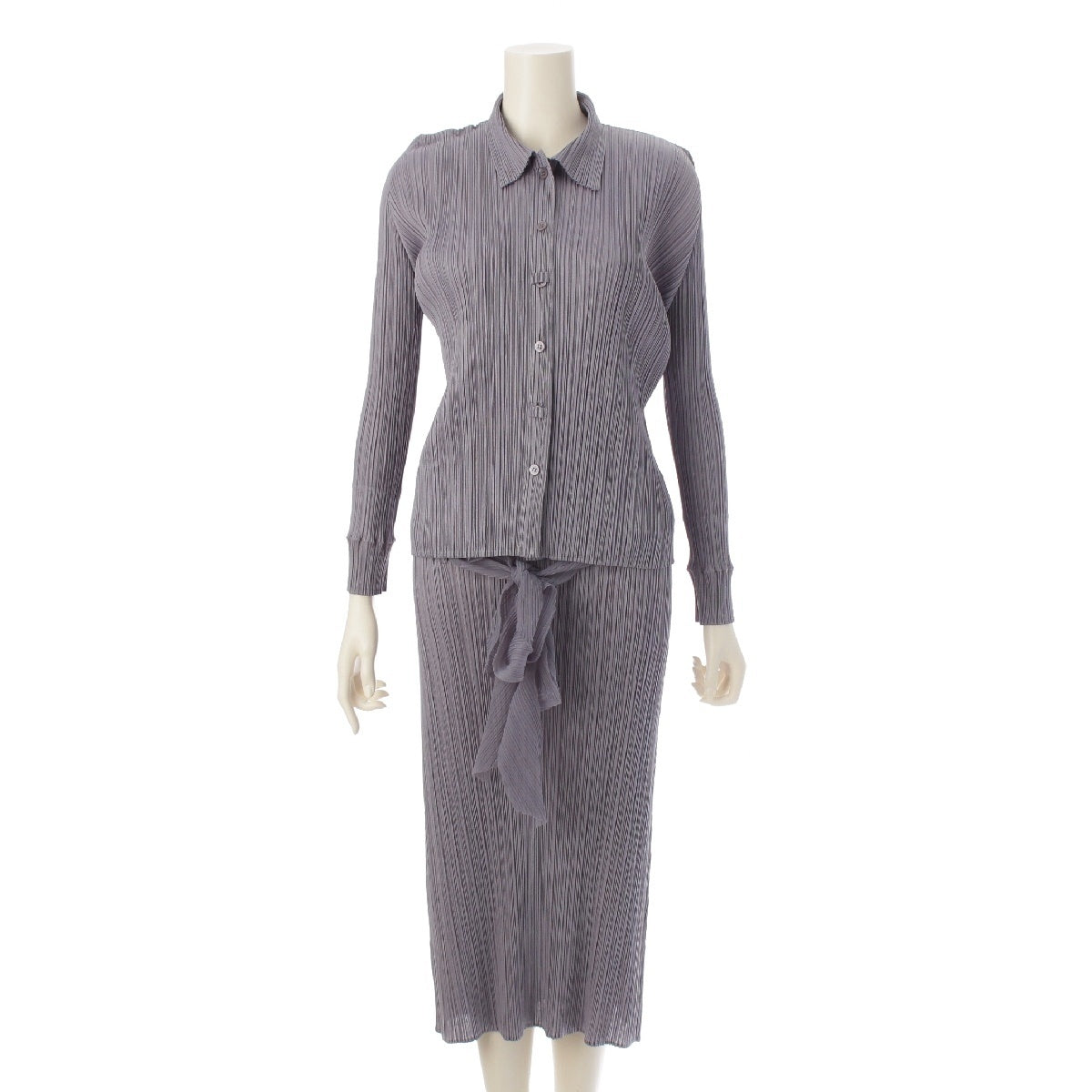 PLEATS PLEASE ISSEY  With belt one piece setup Shirts Blouses Jackets PP71-JH187 gray 3