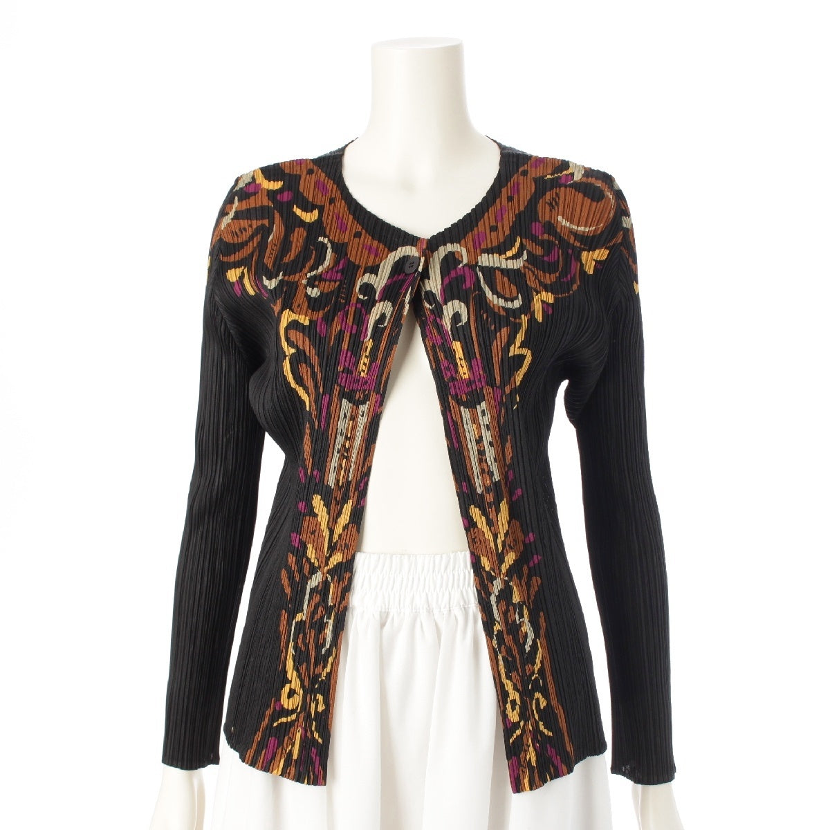 PLEATS PLEASE ISSEY  All-over pattern One button cardigan PP93-J0893 black 3