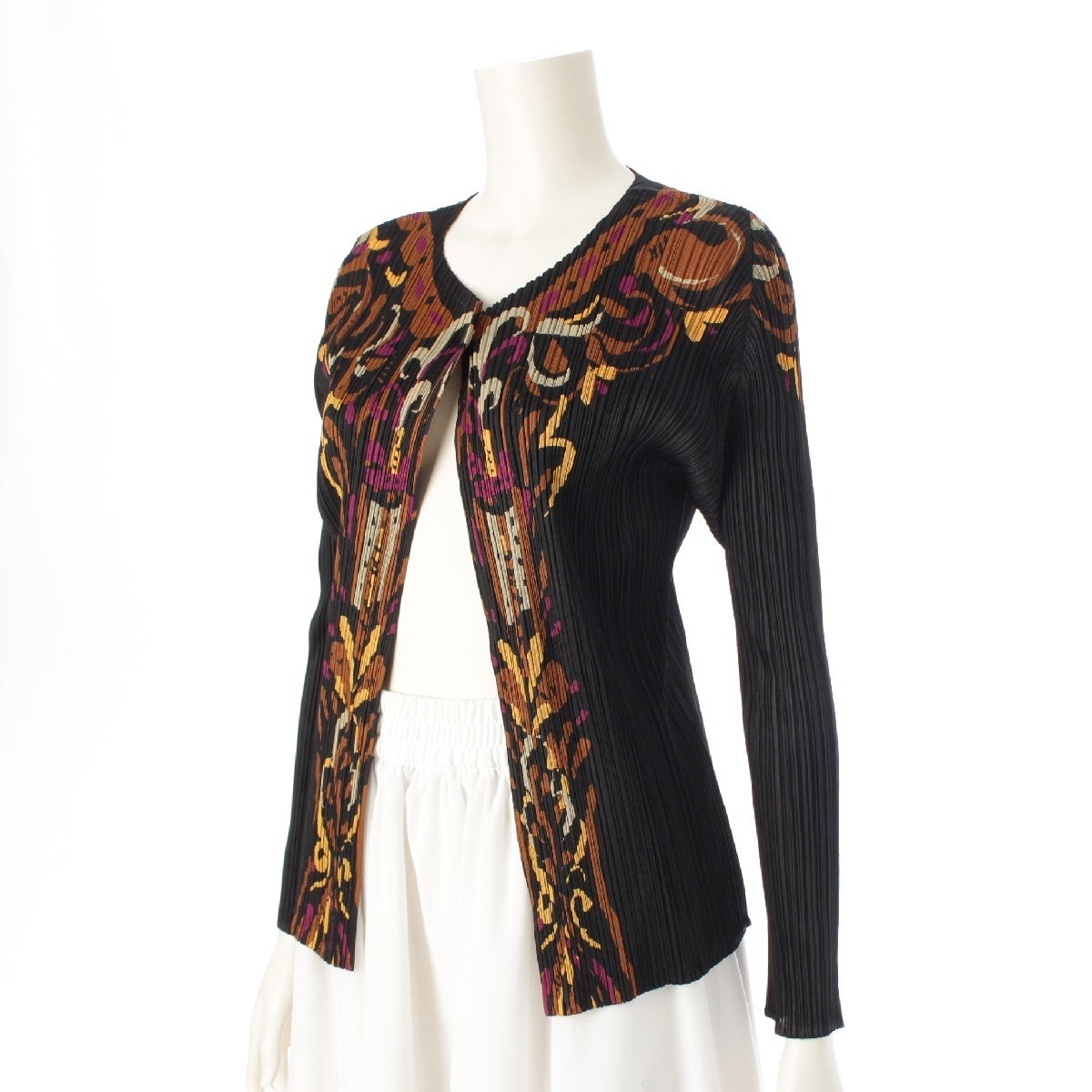 PLEATS PLEASE ISSEY  All-over pattern One button cardigan PP93-J0893 black 3