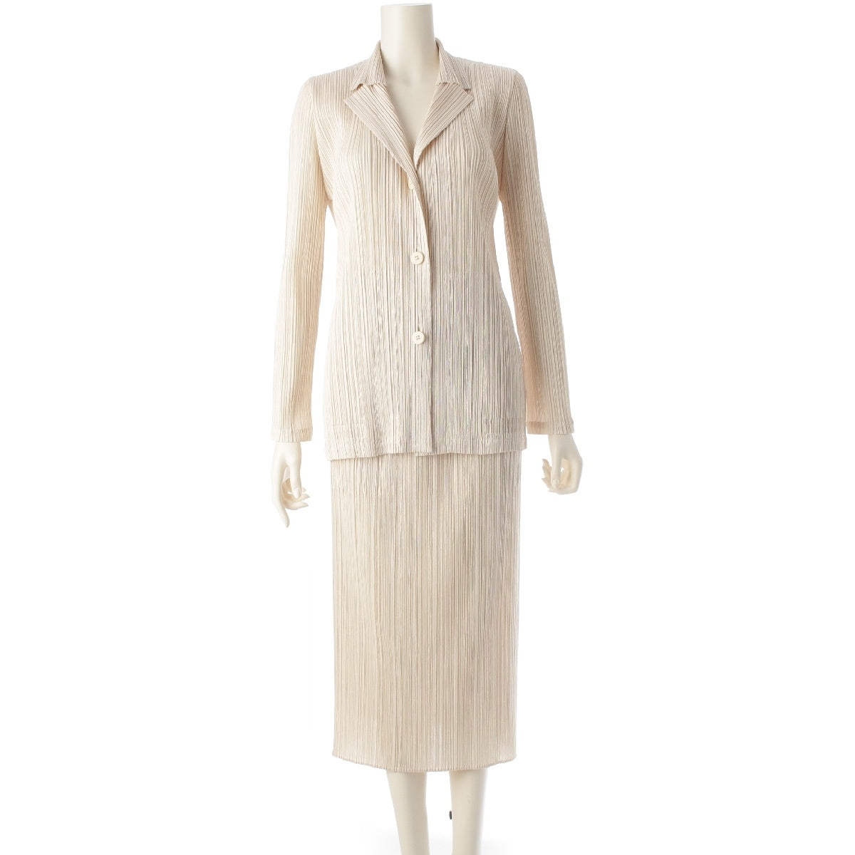 PLEATS PLEASE ISSEY  Skirt setup suit PP83-JD431 PP83-JG434 Ivory 3 4
