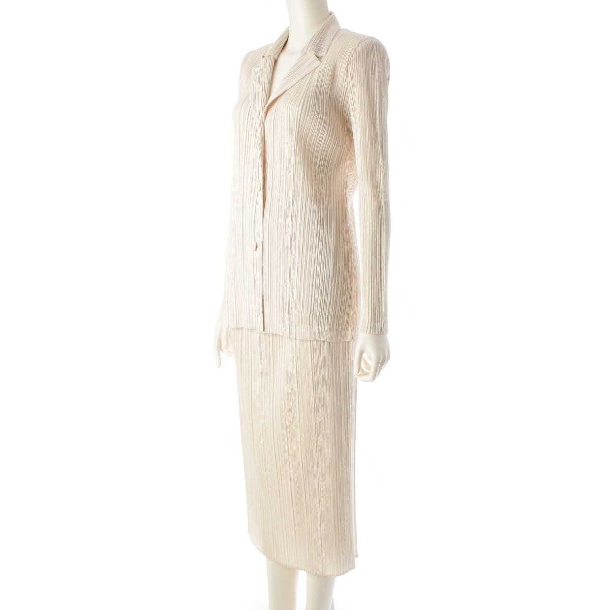 PLEATS PLEASE ISSEY  Skirt setup suit PP83-JD431 PP83-JG434 Ivory 3 4