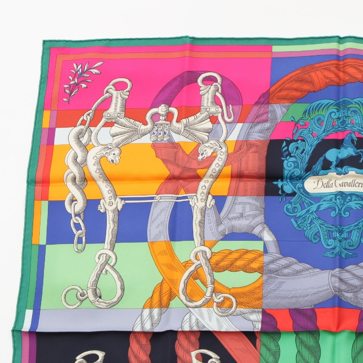 HERMES Calle 90 silk DELLA CAVALLERIA scarf multicolor