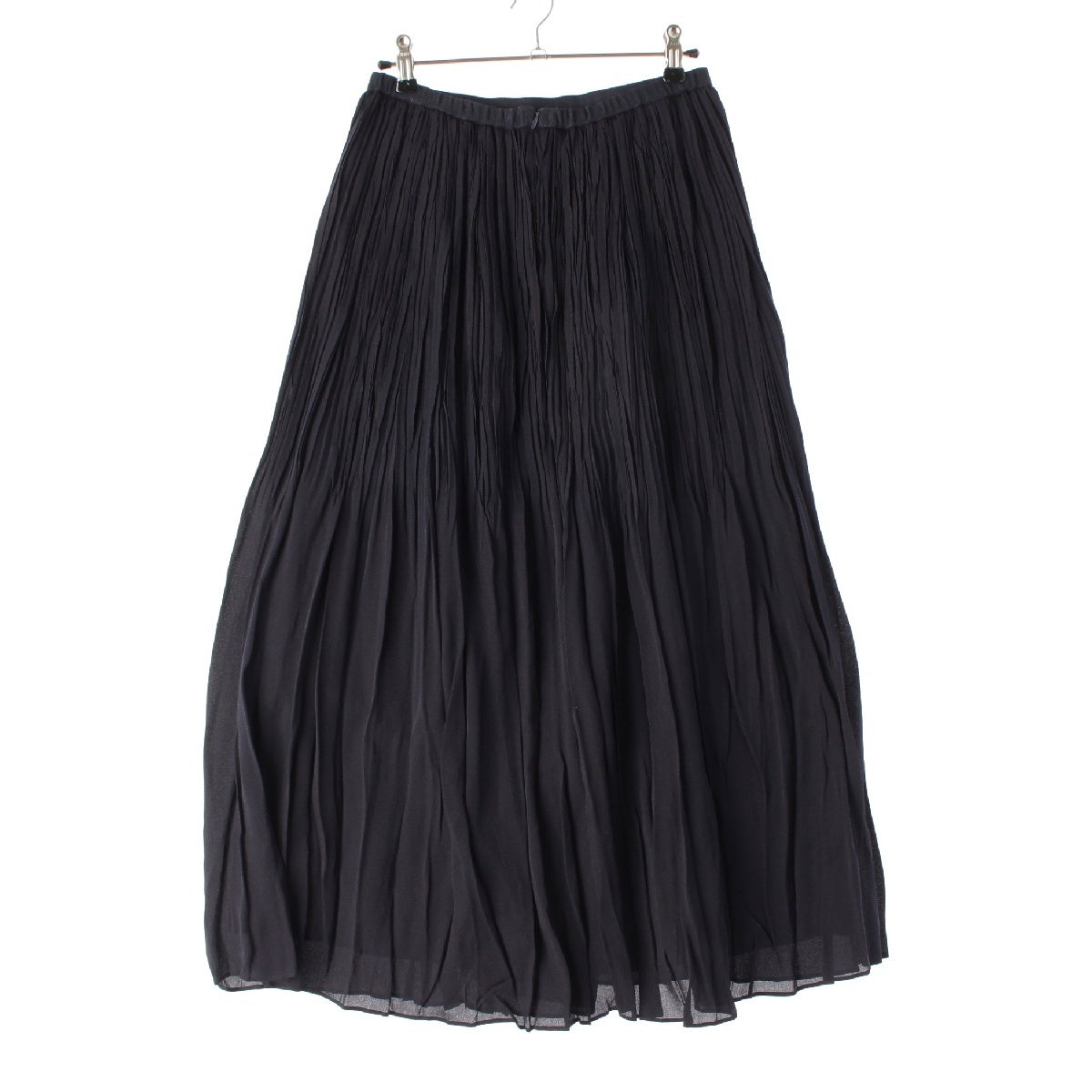 Drawer silk Georgette Pleated Long skirt 6524-299-1765 Navy 36