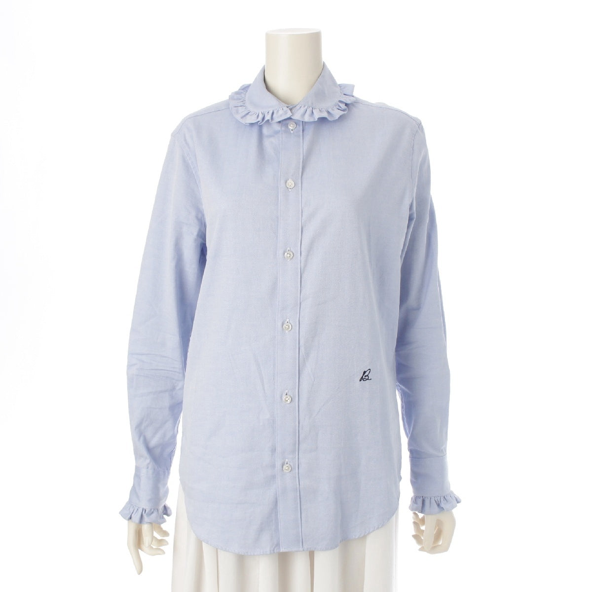 MADISON BLUE 24Stainless Steel cotton Embroidered logo Round collar Oxford ruffle Long sleeve shirt tops MB241-5008 blue 02 M