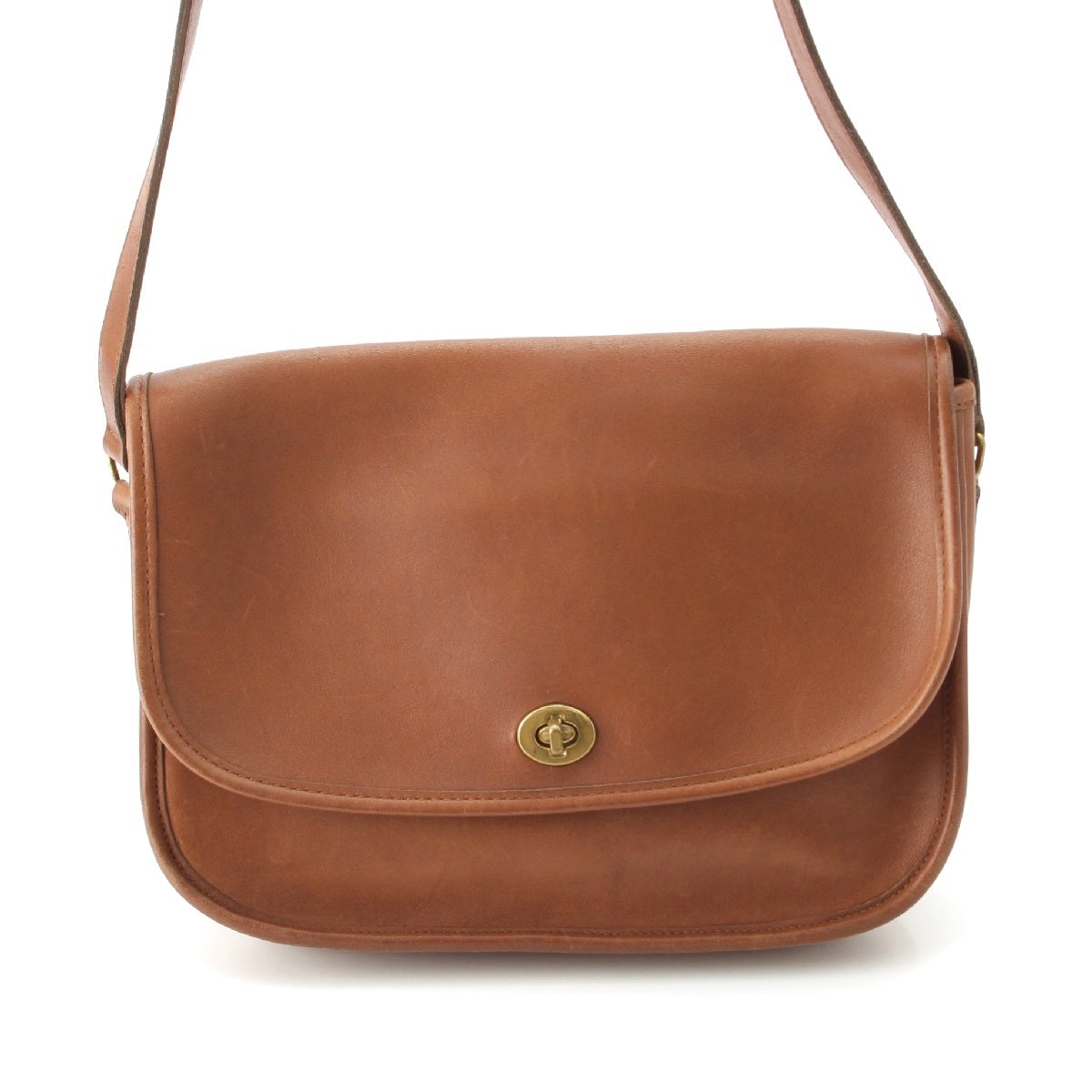 COACH leather Old Coach Turnlock Shoulder Bag Brown
