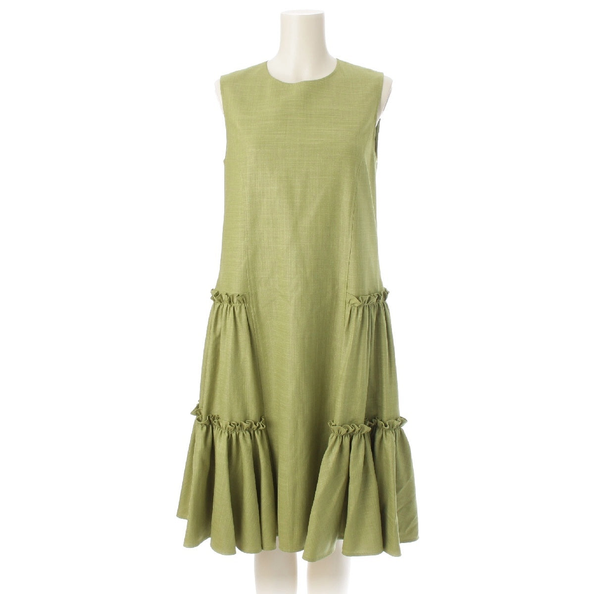 ADEAM ruffle sleeveless dress one piece 42448 green XS