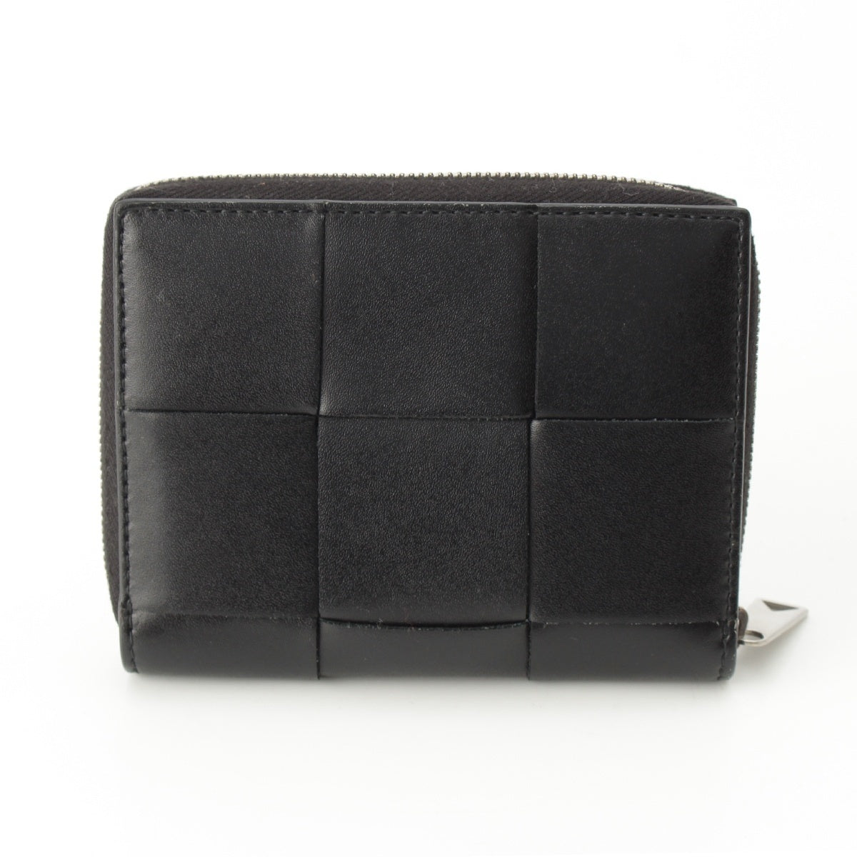 BOTTEGAVENETA leather INTRECCIATO Cassette Round Zip Bifold Wallet Wallet black