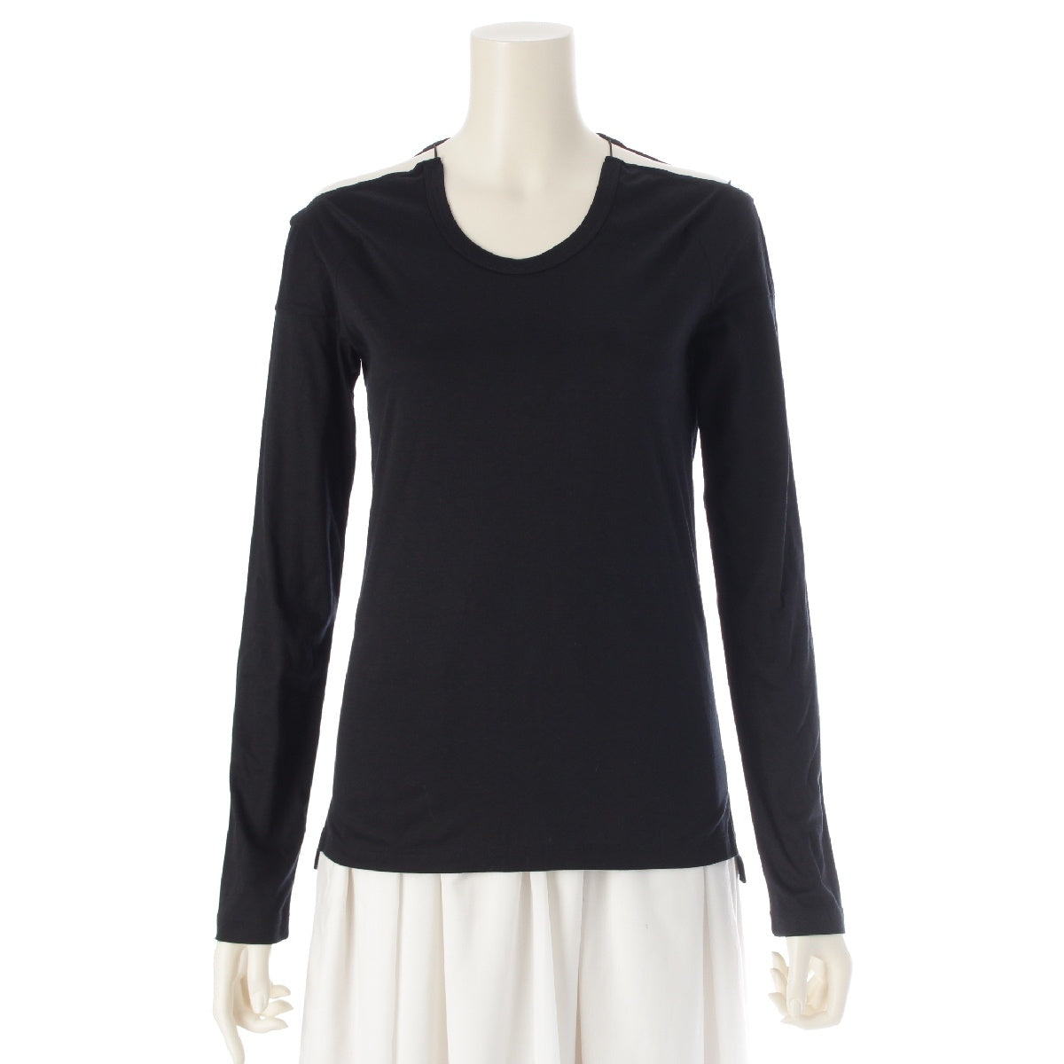 HELMUT LANG cotton Personalized shoulder open design L/S TEE long sleeve Long-sleeved T-shirt tops black 42