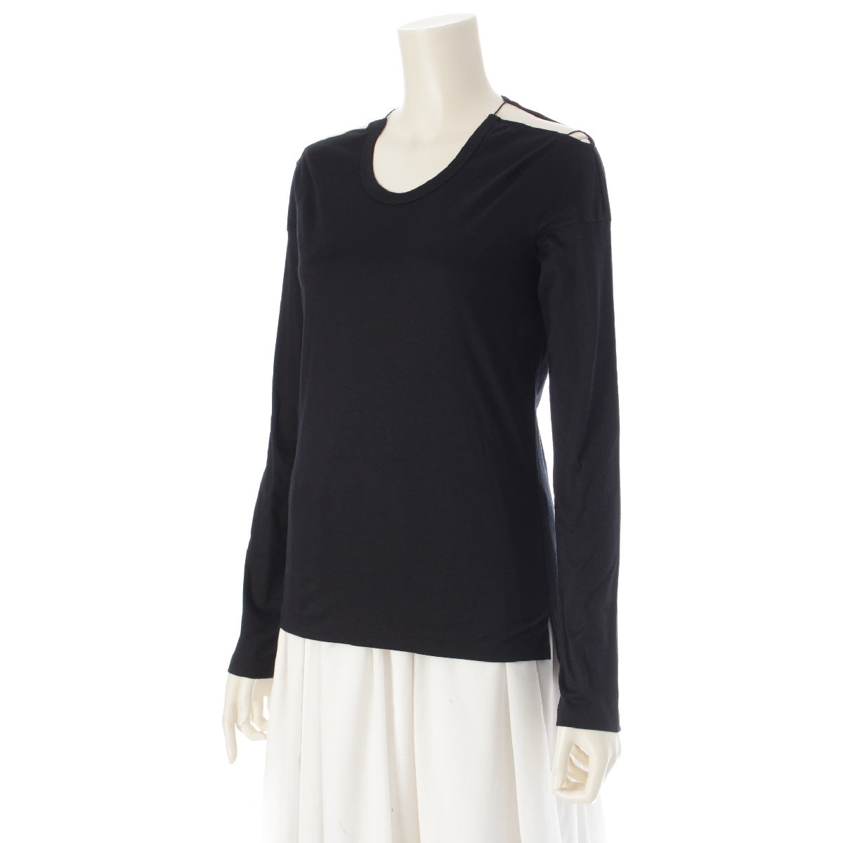 HELMUT LANG cotton Personalized shoulder open design L/S TEE long sleeve Long-sleeved T-shirt tops black 42