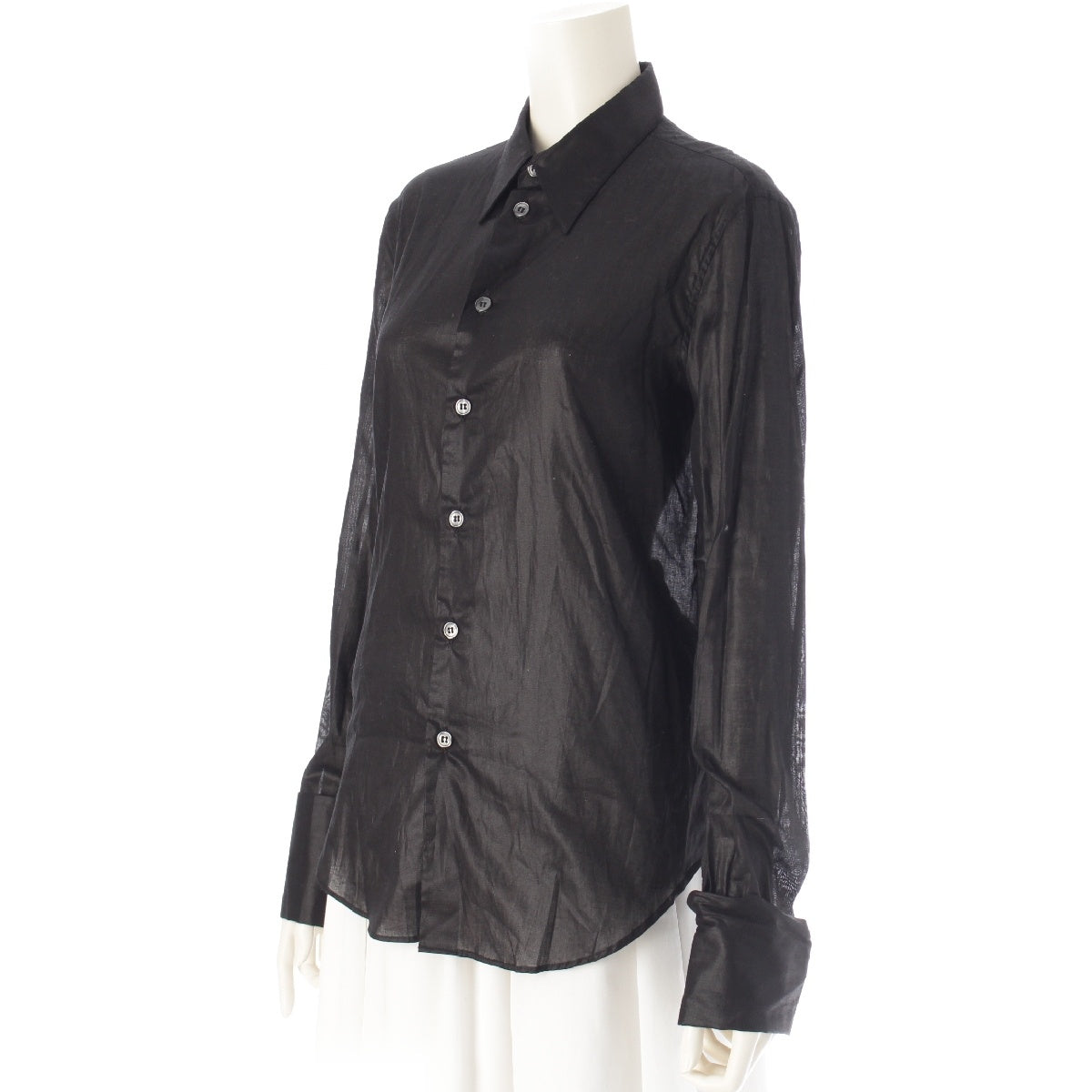 HELMUT LANG cotton Personal period Sheer Long sleeve shirt tops black 42