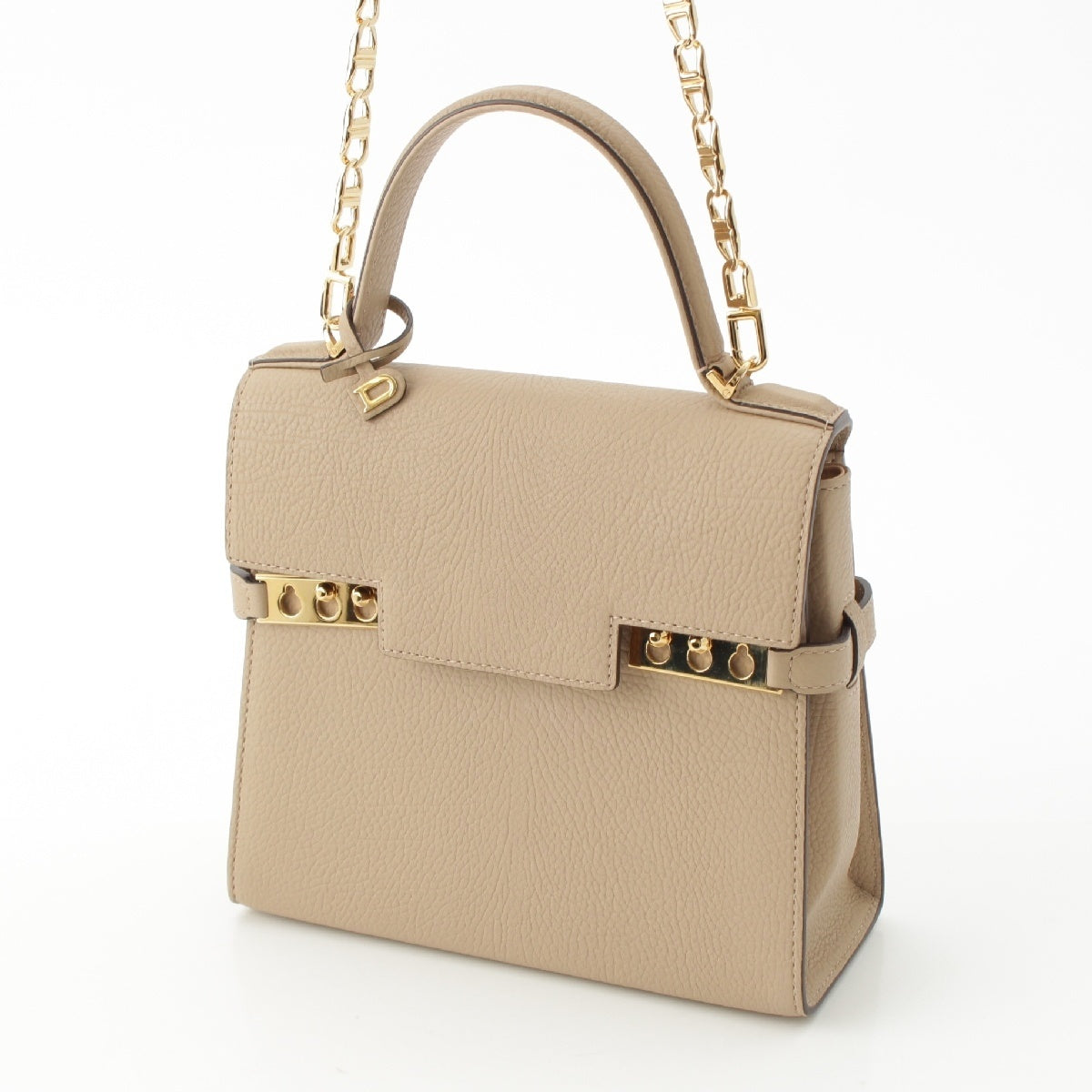 Delvaux 24Stainless Steel Tampate PM Crispy Puff 2way Handbag AA0612AM SIROCCO Beige