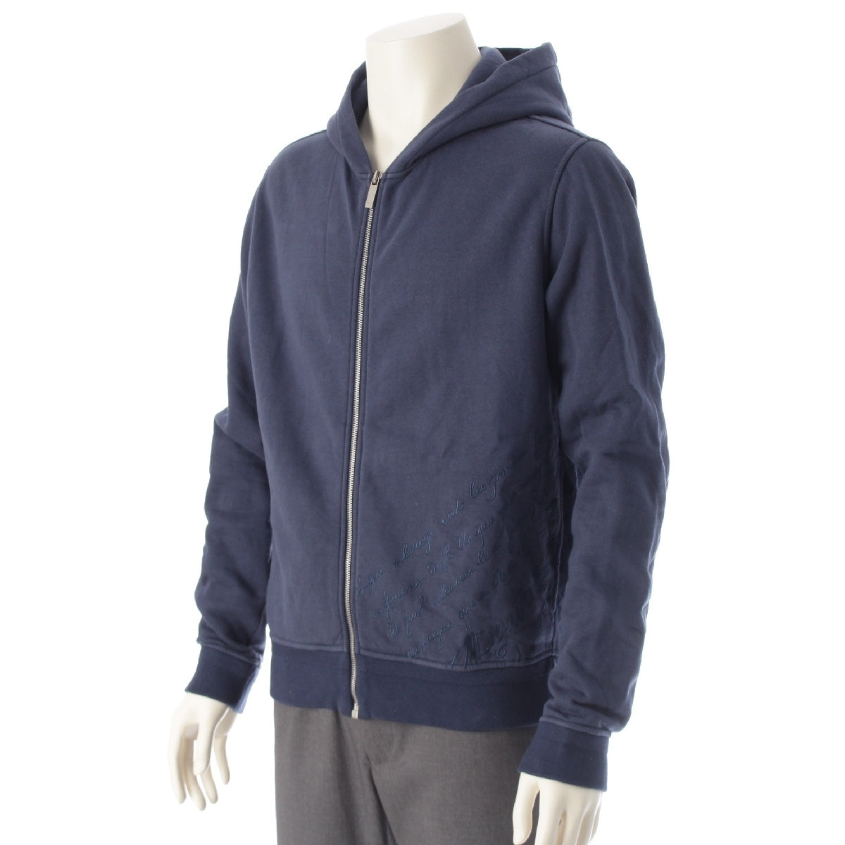 Berluti cotton Calligraphy Scritto Zip Parker Sweatshirt trainer R24JZL32JBAP Navy M