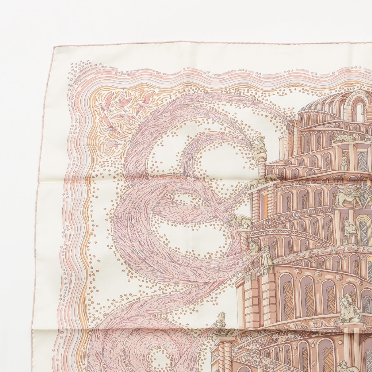 HERMES silk Carre 90 LES RIVIERES DE BABEL River of Babel scarf pink