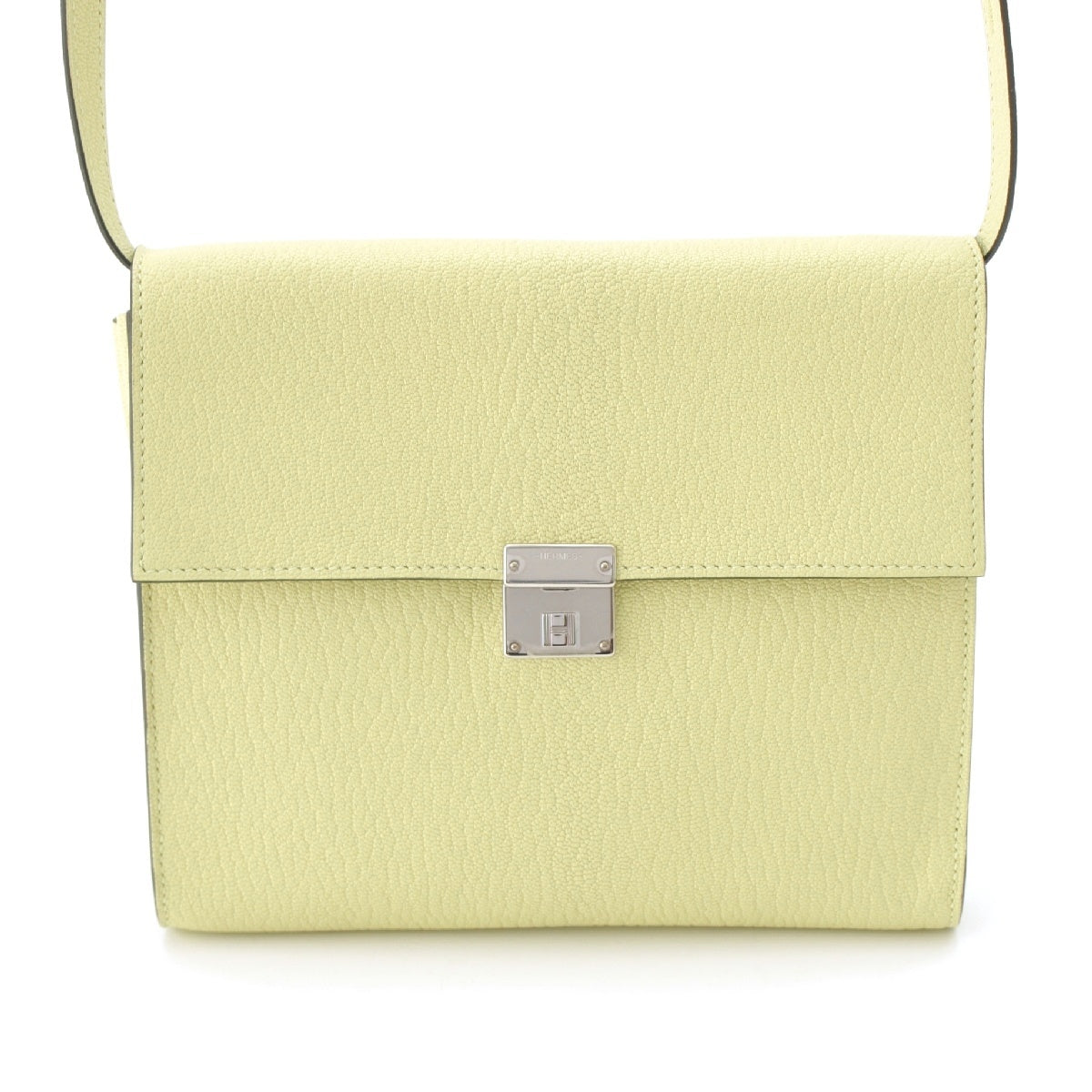 HERMES Click 16 Shave Jaune Bourgeon Silver Metal Shoulder Bag yellow
