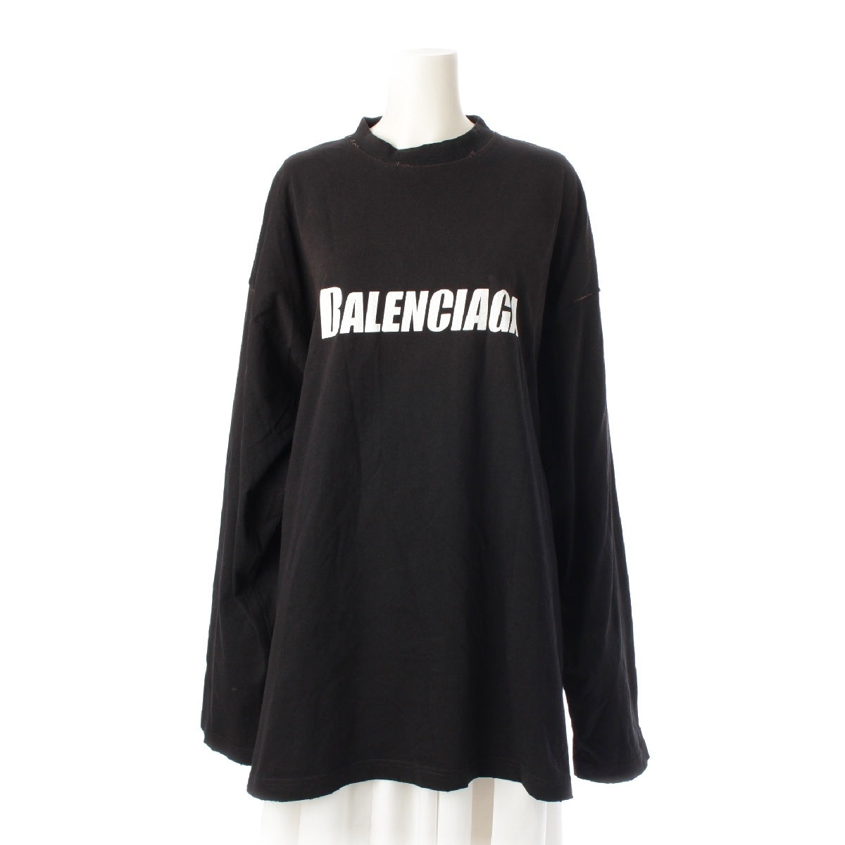 BALENCIAGA cotton Distressed Long Sleeve Long-sleeved T-shirt tops 681046 TNVL1 black 2