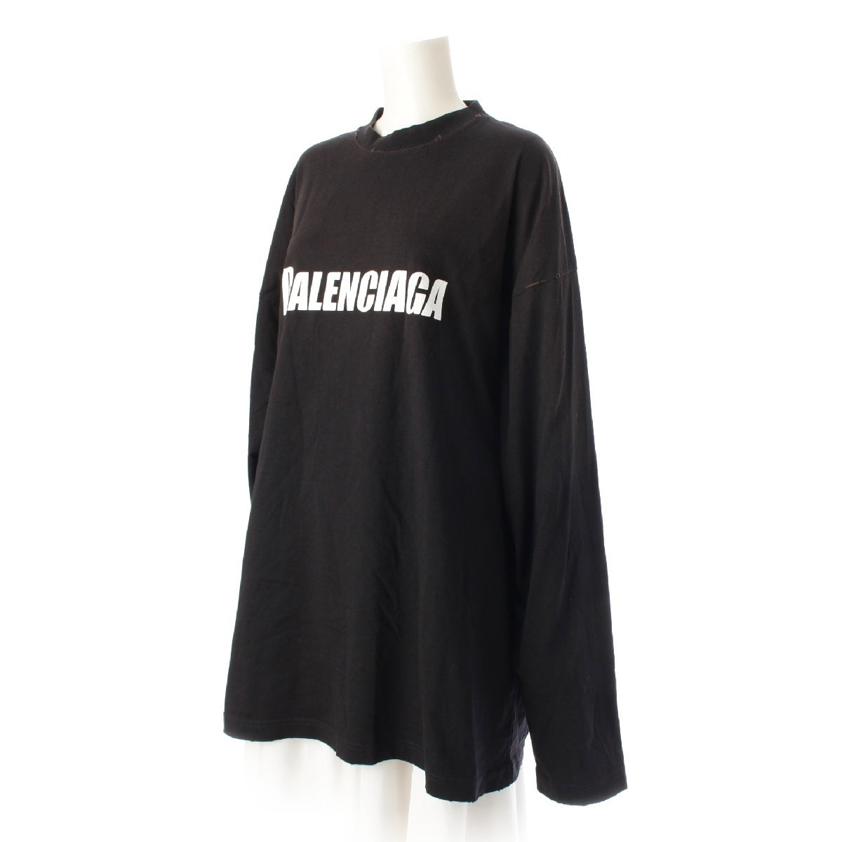 BALENCIAGA cotton Distressed Long Sleeve Long-sleeved T-shirt tops 681046 TNVL1 black 2