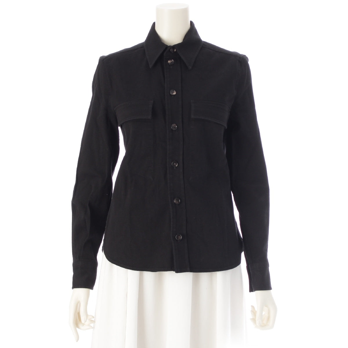 BOTTEGAVENETA cotton Logo Button Uniform Long sleeve shirt tops 656224 black 36