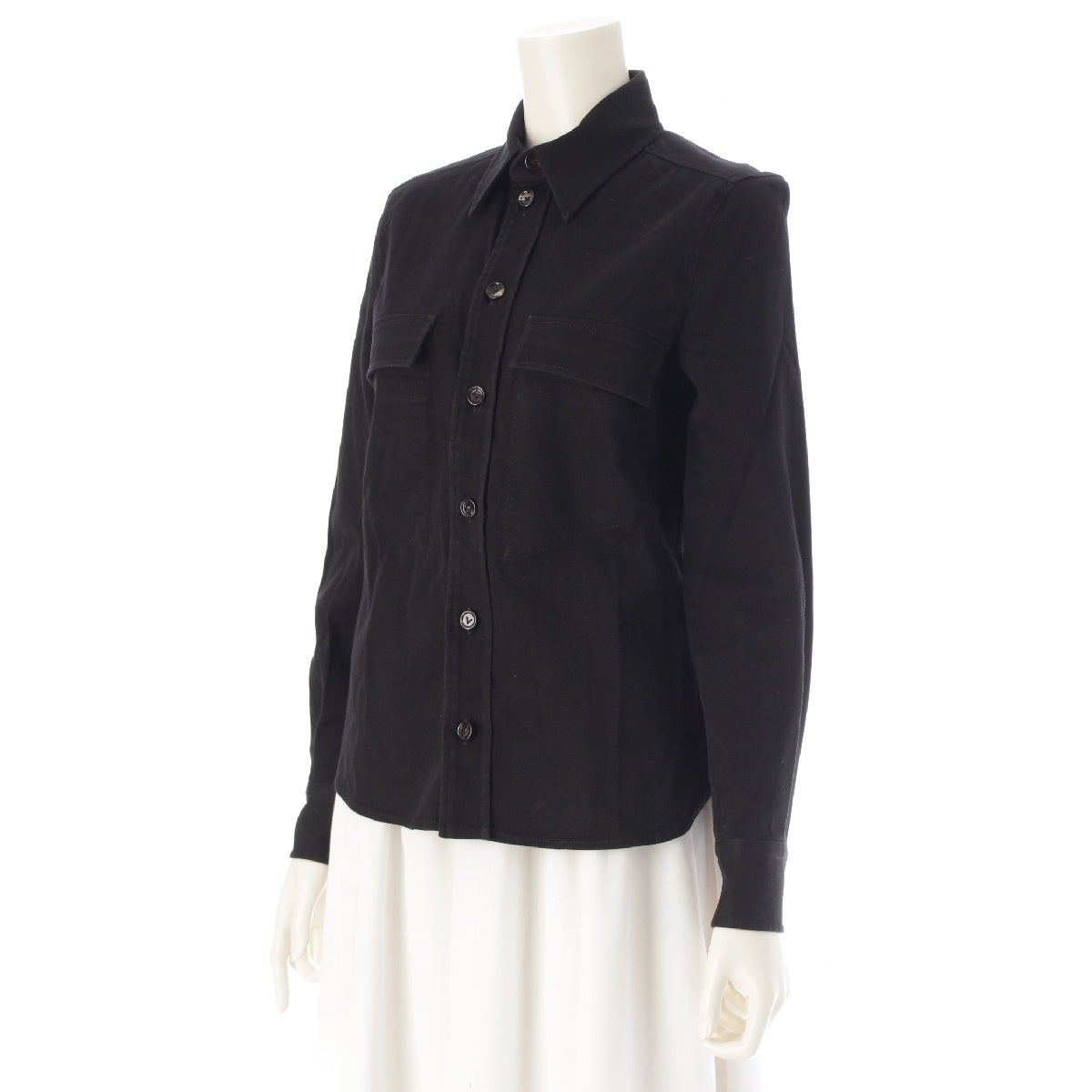 BOTTEGAVENETA cotton Logo Button Uniform Long sleeve shirt tops 656224 black 36