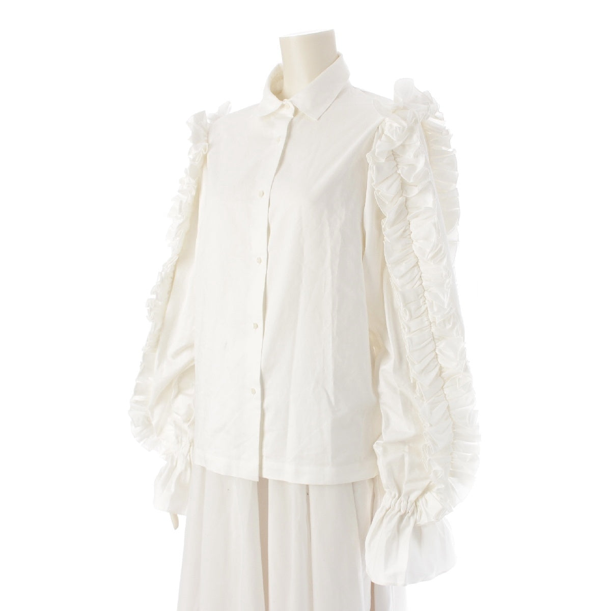 LUDLOW 21AW cotton Sweet pea conscious sleeve long sleeve blouse tops white 1