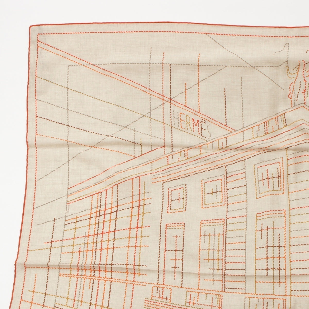 HERMES Caregean cashmere silk Pique Sellier Stall Rulotage finish logo 242500S beige