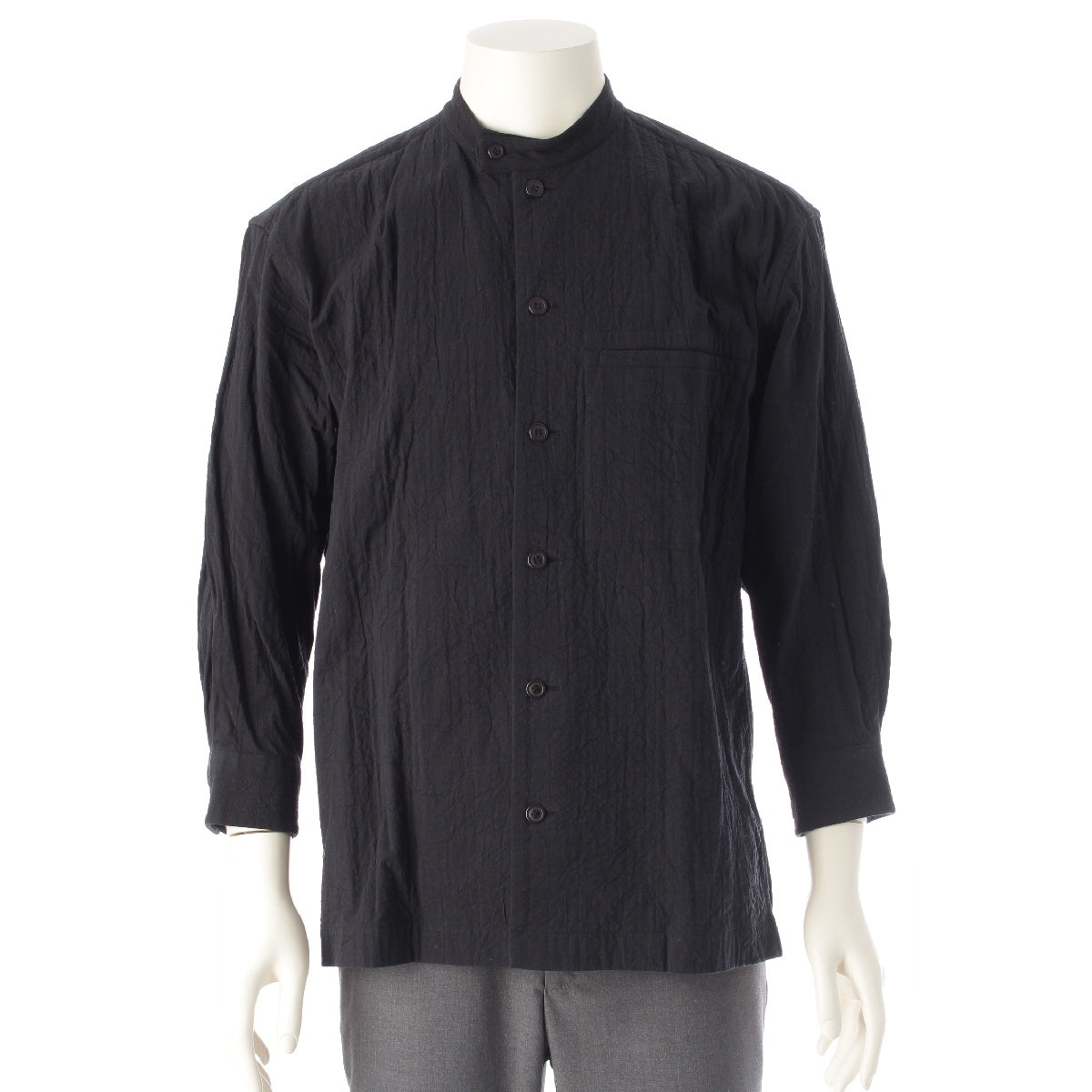 ISSEY MIYAKE cotton Wrinkles jacket Long sleeve shirt ME23-FJ127 black 1