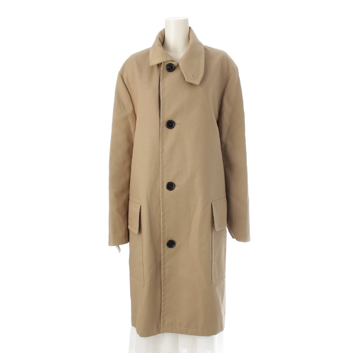 HERMES Leather cotton trench coat outer beige 46