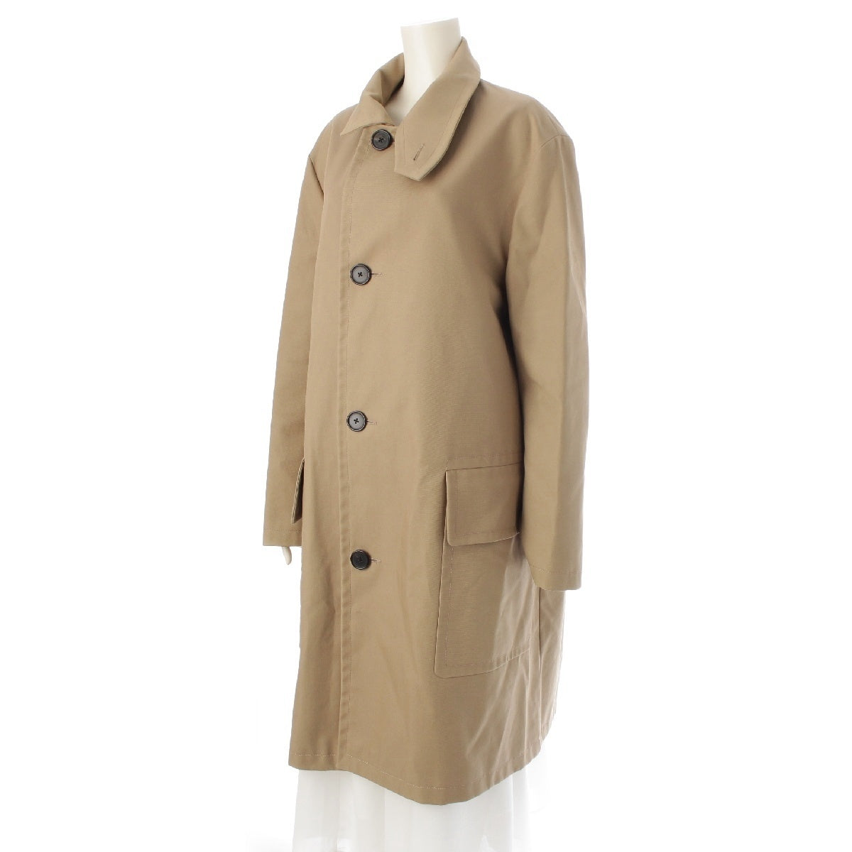 HERMES Leather cotton trench coat outer beige 46