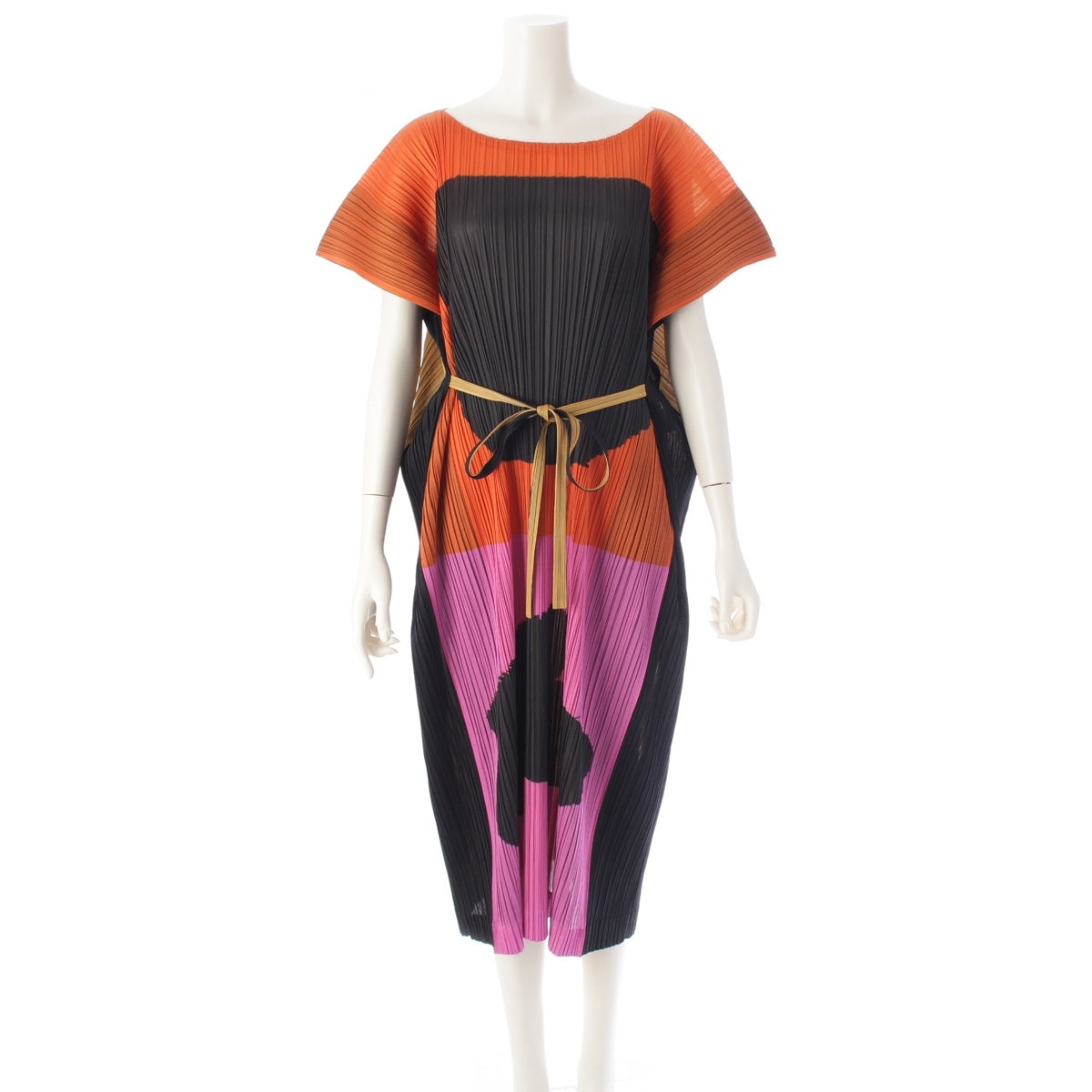 ISSEY MIYAKE IKKO TANAKA FUTOI KIGO polyester Pleated long one piece dress PP61-JH522 multicolor 3