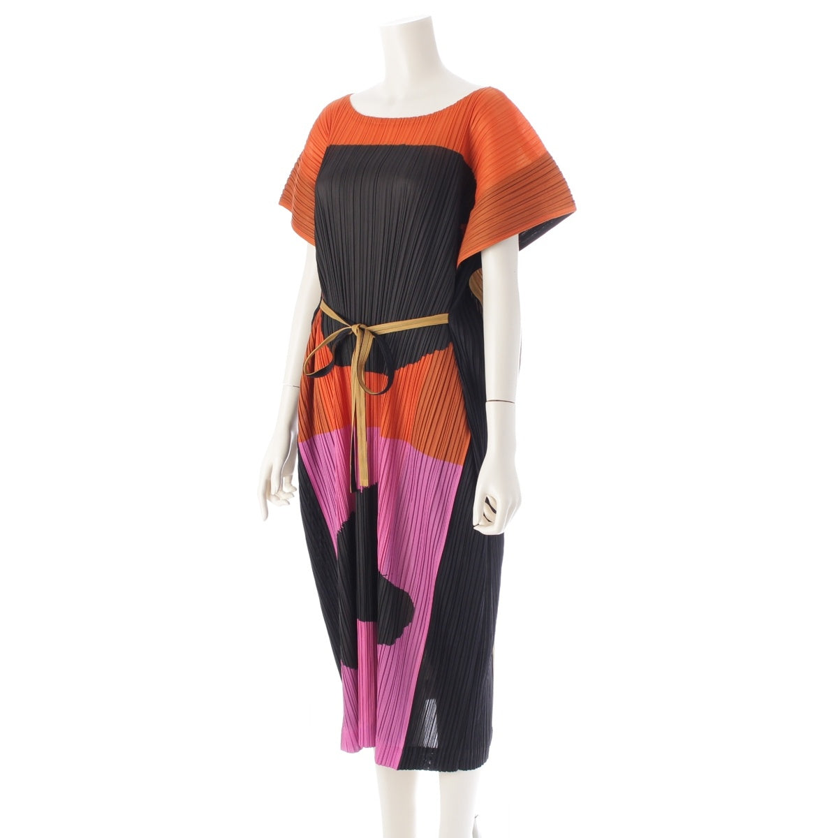 ISSEY MIYAKE IKKO TANAKA FUTOI KIGO polyester Pleated long one piece dress PP61-JH522 multicolor 3