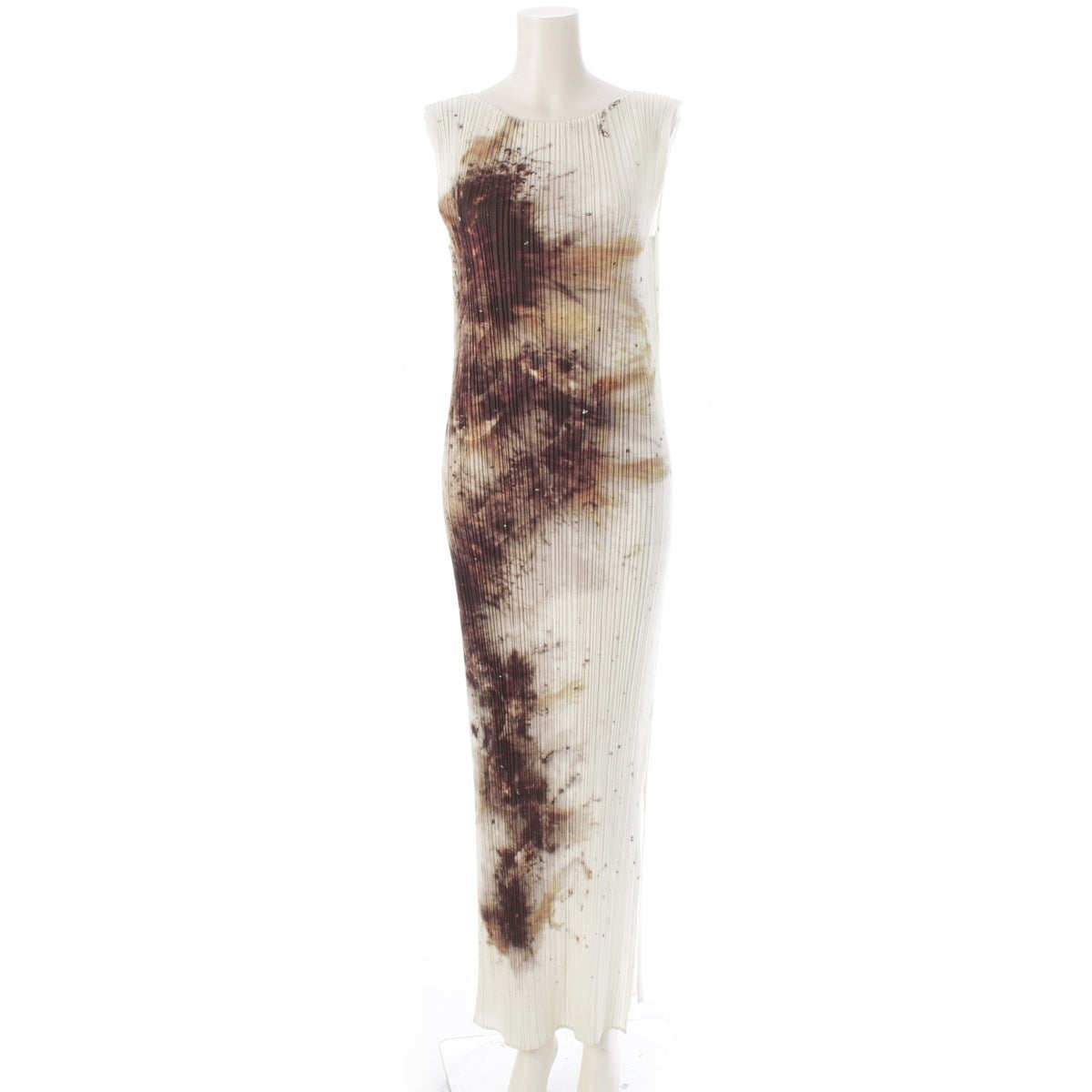 PLEATS PLEASE ISSEY  GUEST ARTIST CAI GUO QIANG Sleeveless one piece PP97-JH071 White brown 4