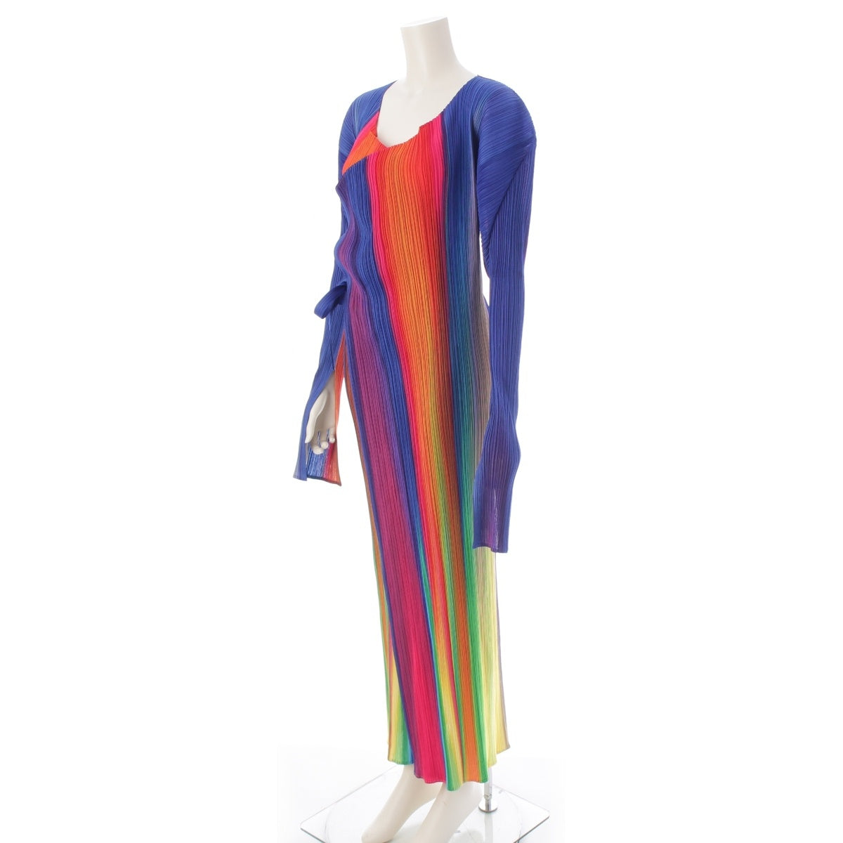 PLEATS PLEASE ISSEY  Gradient Long cardigan coat PP79-JH786 multicolor rainbow 4