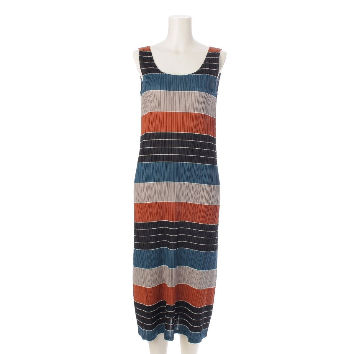 PLEATS PLEASE ISSEY  Border Pattern Sleeveless one piece PP33-JH524 multicolor 4