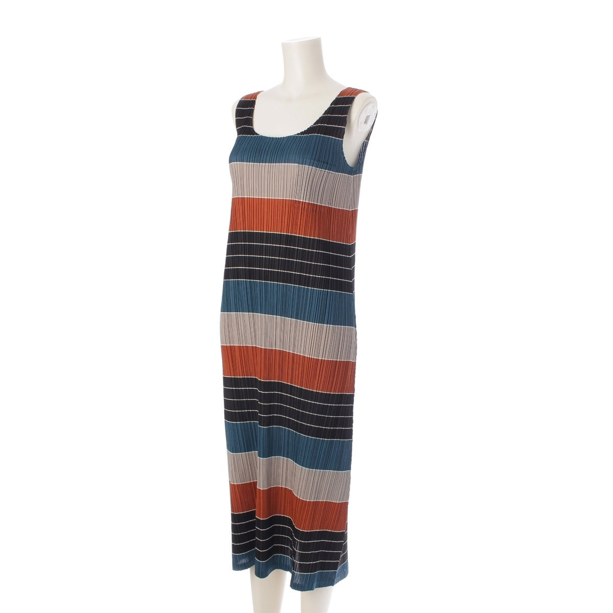 PLEATS PLEASE ISSEY  Border Pattern Sleeveless one piece PP33-JH524 multicolor 4