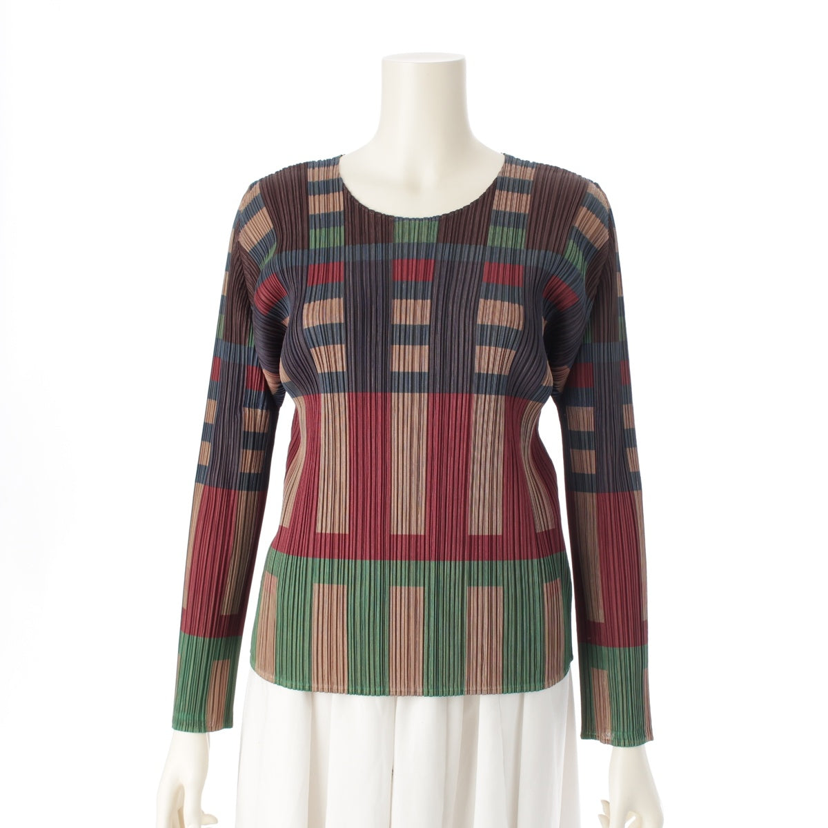 PLEATS PLEASE ISSEY  11 years Check Design Long Sleeve Cut T-shirt PP13-JK765 multicolor 3