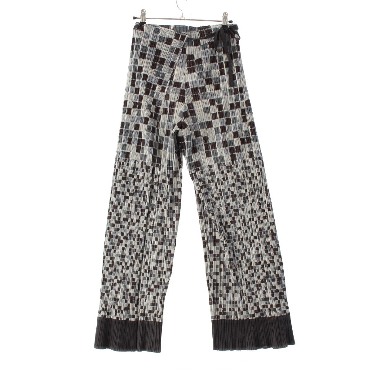 PLEATS PLEASE ISSEY  14 years Block Mosaic Pattern Wide Pants Bottoms PP41-JF663 Gray multicolor 4