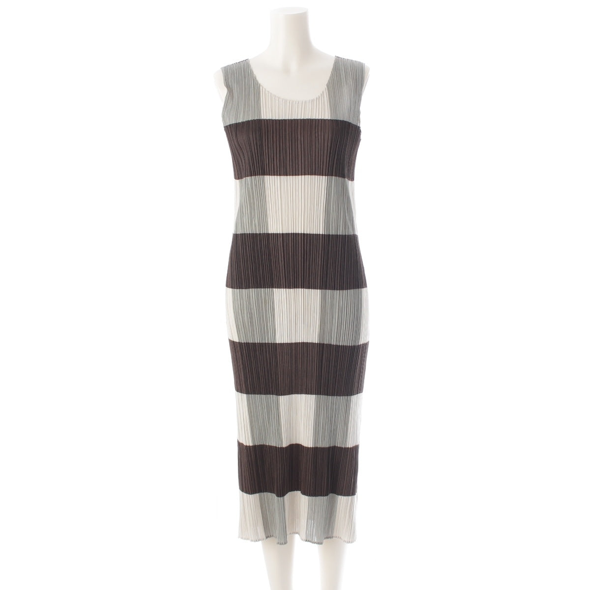 PLEATS PLEASE ISSEY Sleeveless long one piece Blue Brown Grey Multicolor 5