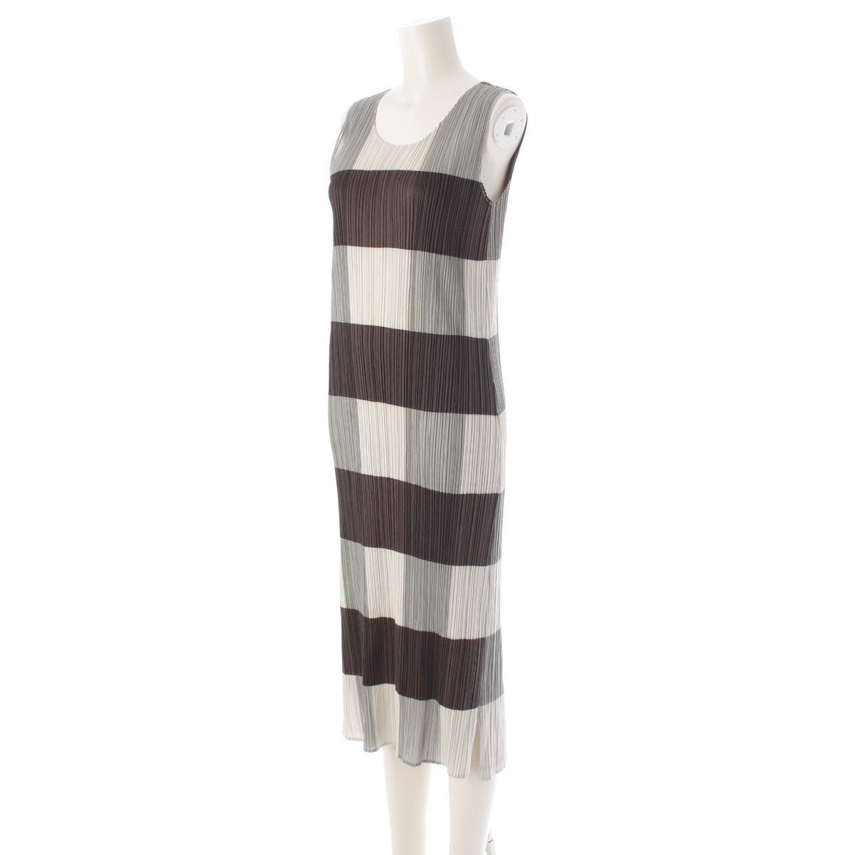PLEATS PLEASE ISSEY Sleeveless long one piece Blue Brown Grey Multicolor 5