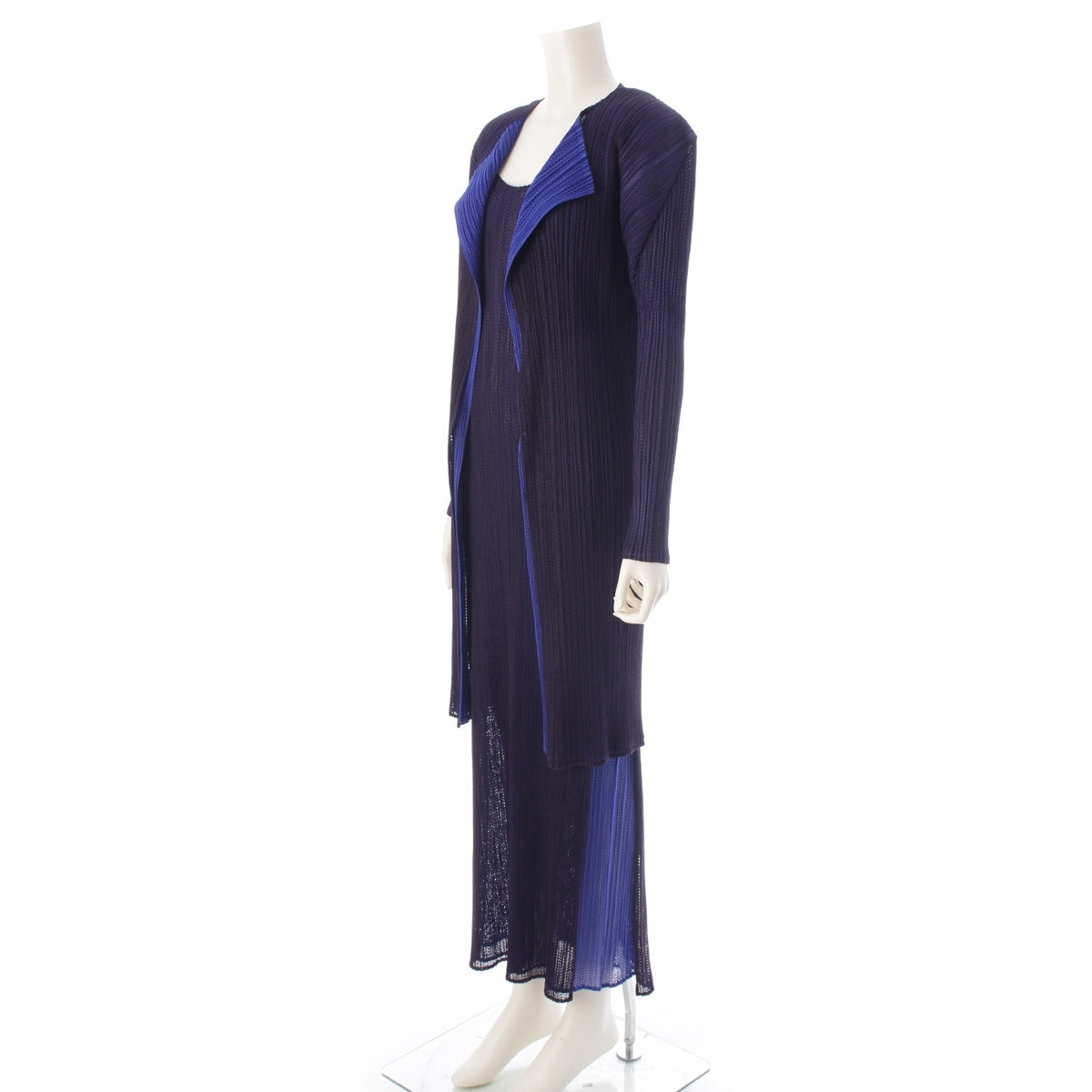 ISSEY MIYAKE Mesh Layered ensemble Cardigan Dress PP02-JH601/PP02-JO602 Navy blue 4