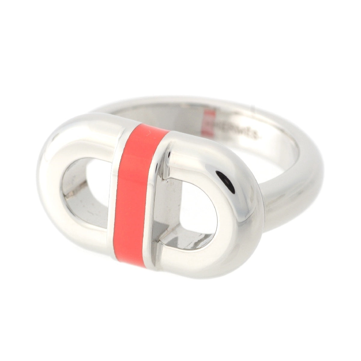HERMES Mailon Stainless Steel Lacquer metal Ring ring Accessories Silver orange 52