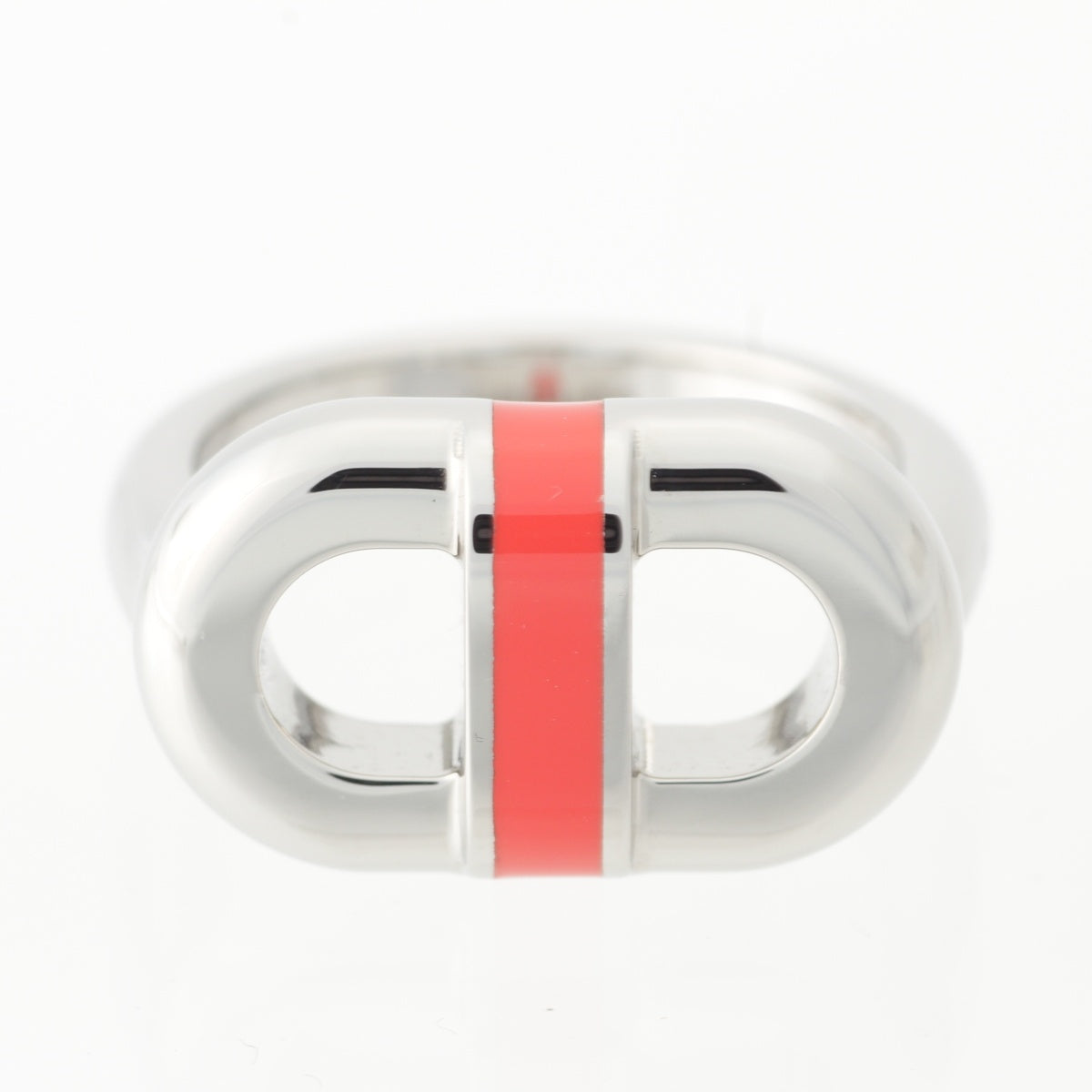 HERMES Mailon Stainless Steel Lacquer metal Ring ring Accessories Silver orange 52