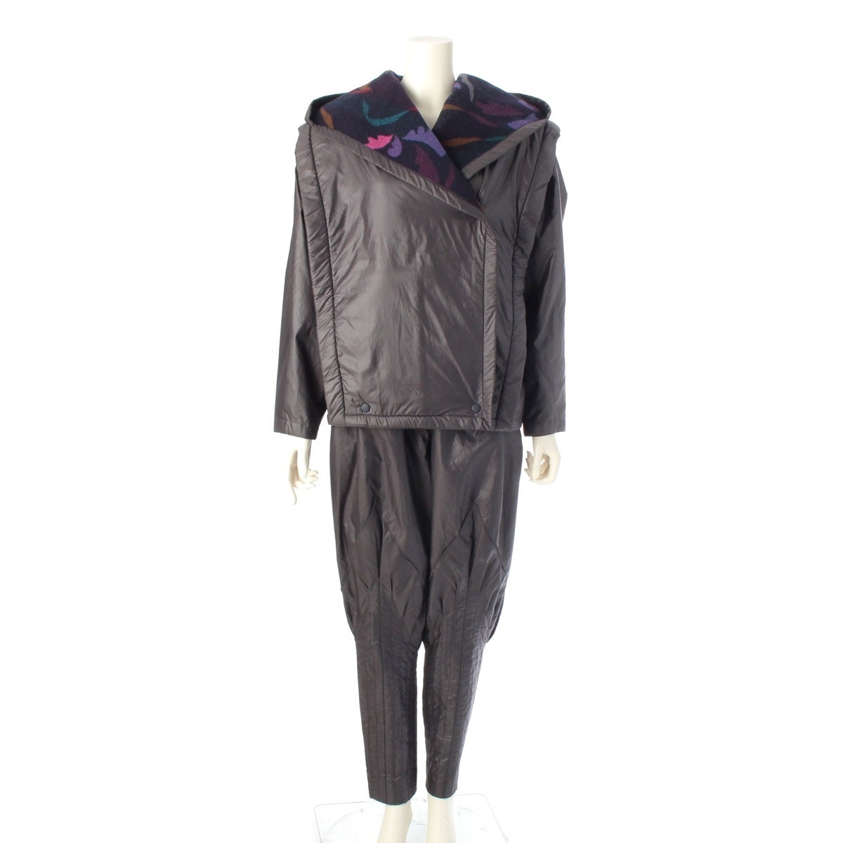 ISSEY MIYAKE Original tag, boa lining, all-over print hoodie jacket Pants setup JF33111 Dark gray 9