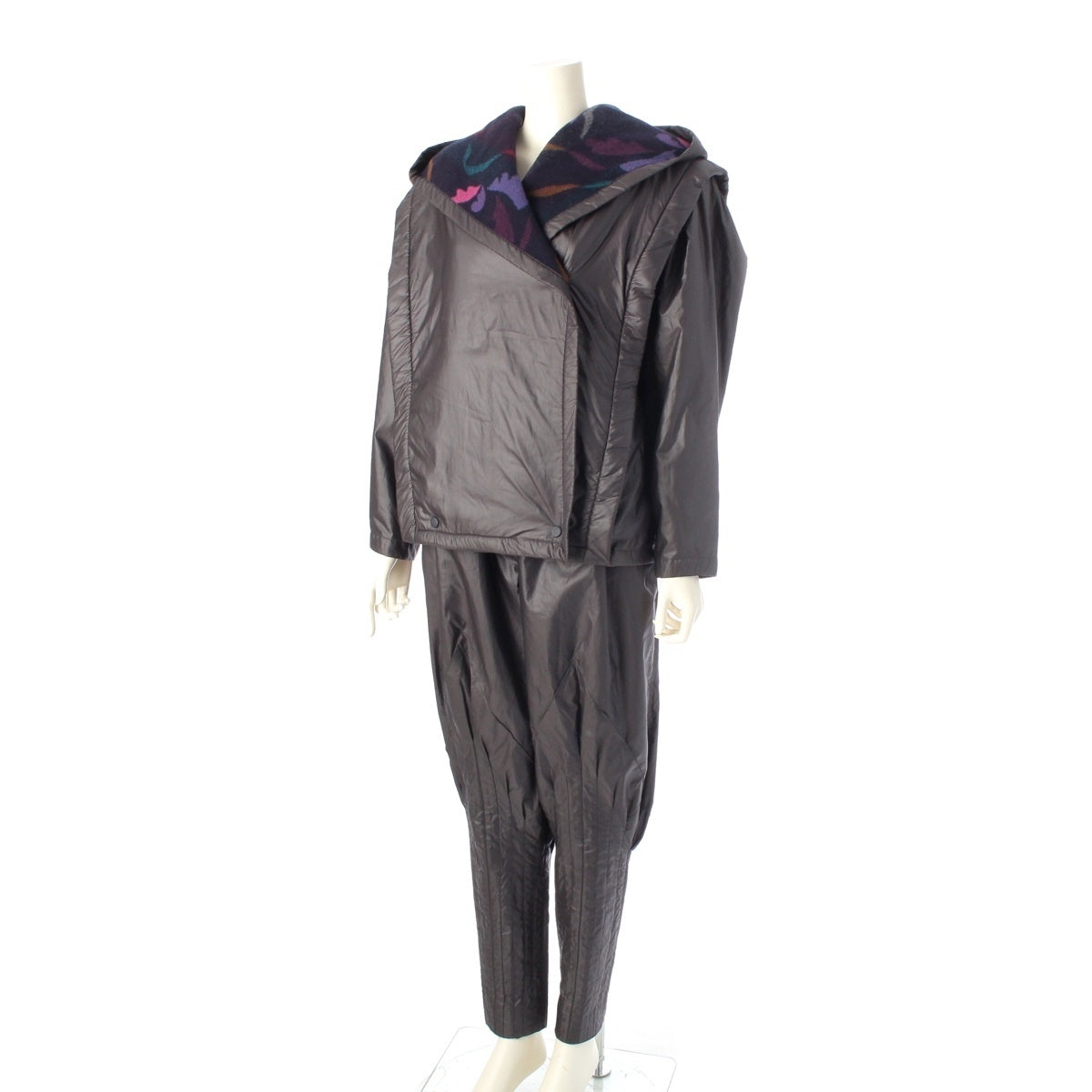 ISSEY MIYAKE Original tag, boa lining, all-over print hoodie jacket Pants setup JF33111 Dark gray 9
