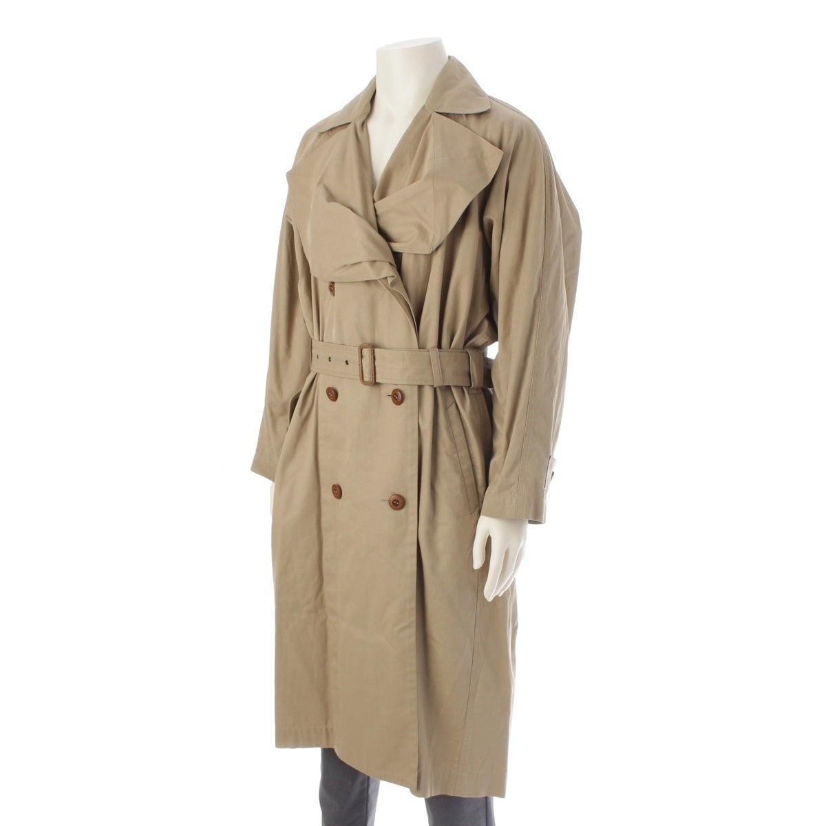 ISSEY MIYAKE Nylon Brush tag with padded liner trench coat EG63308 beige S