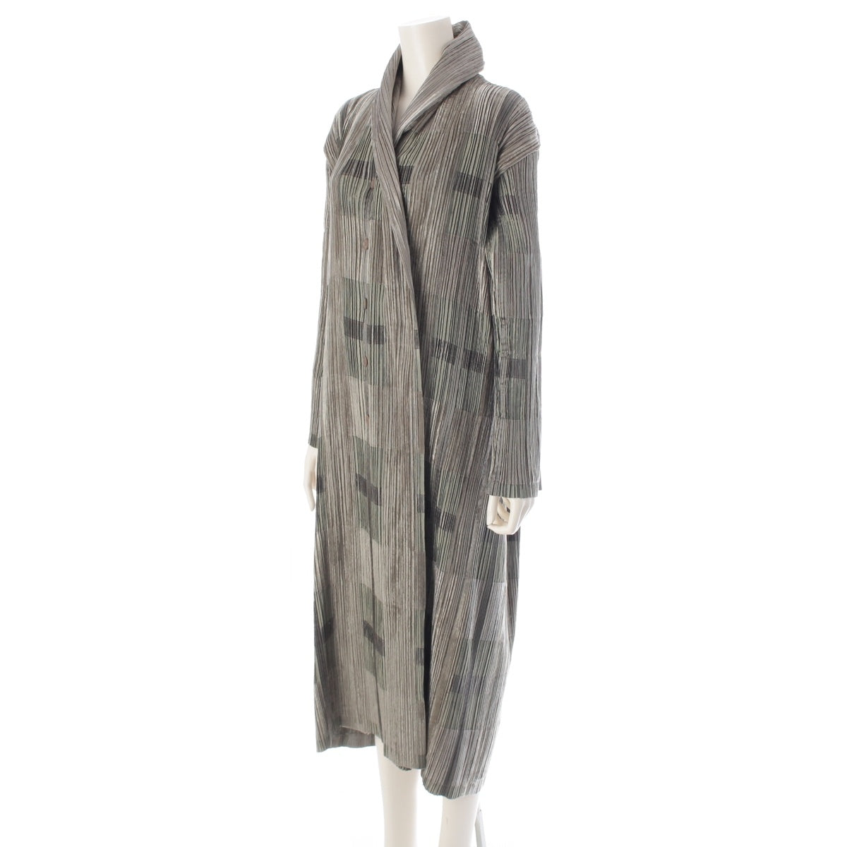 ISSEY MIYAKE Mosaic Pleated Long outer Coat jacket IM14FA914 green 2