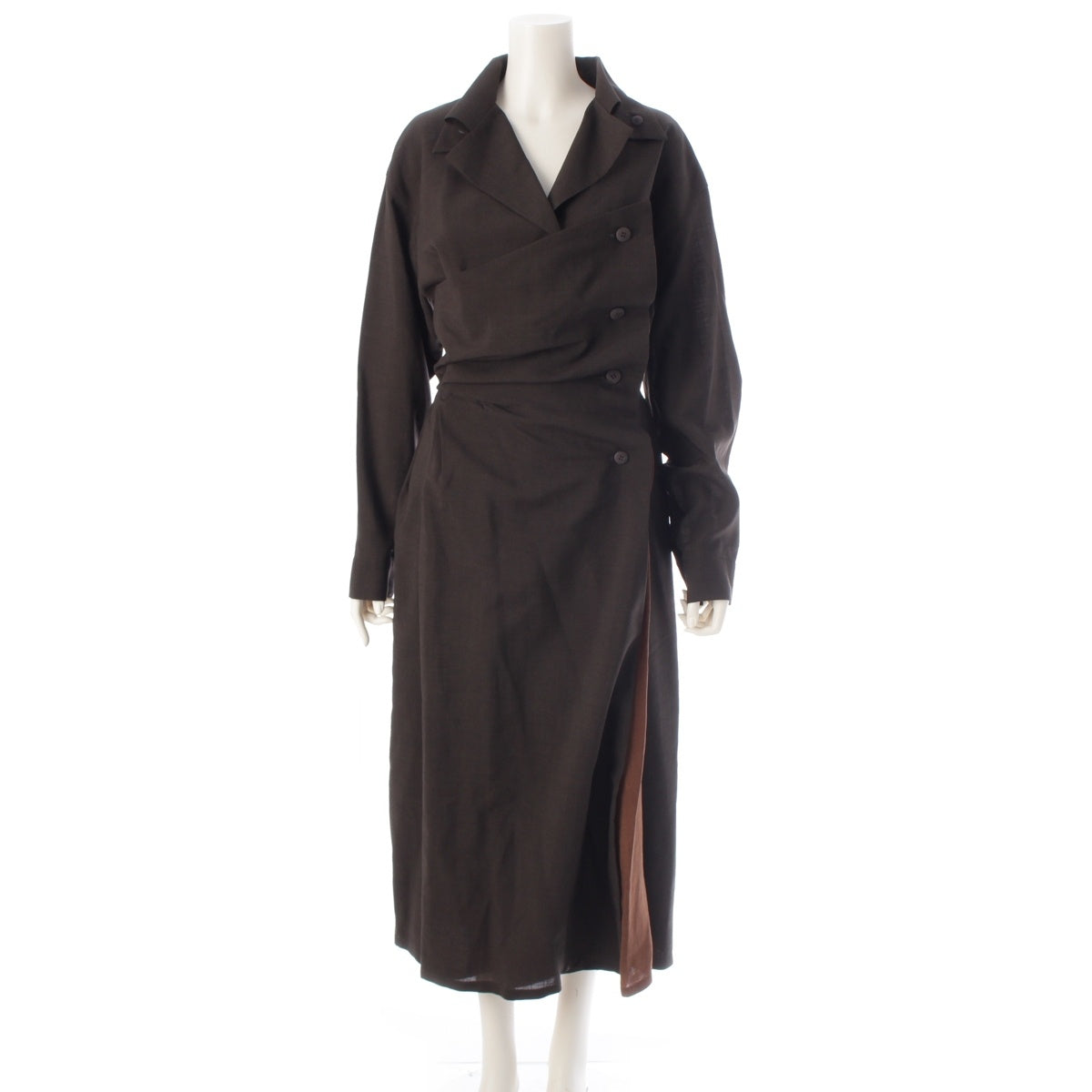 ISSEY MIYAKE wool Brush tag deformation long outer coat JG23039 Dark brown L