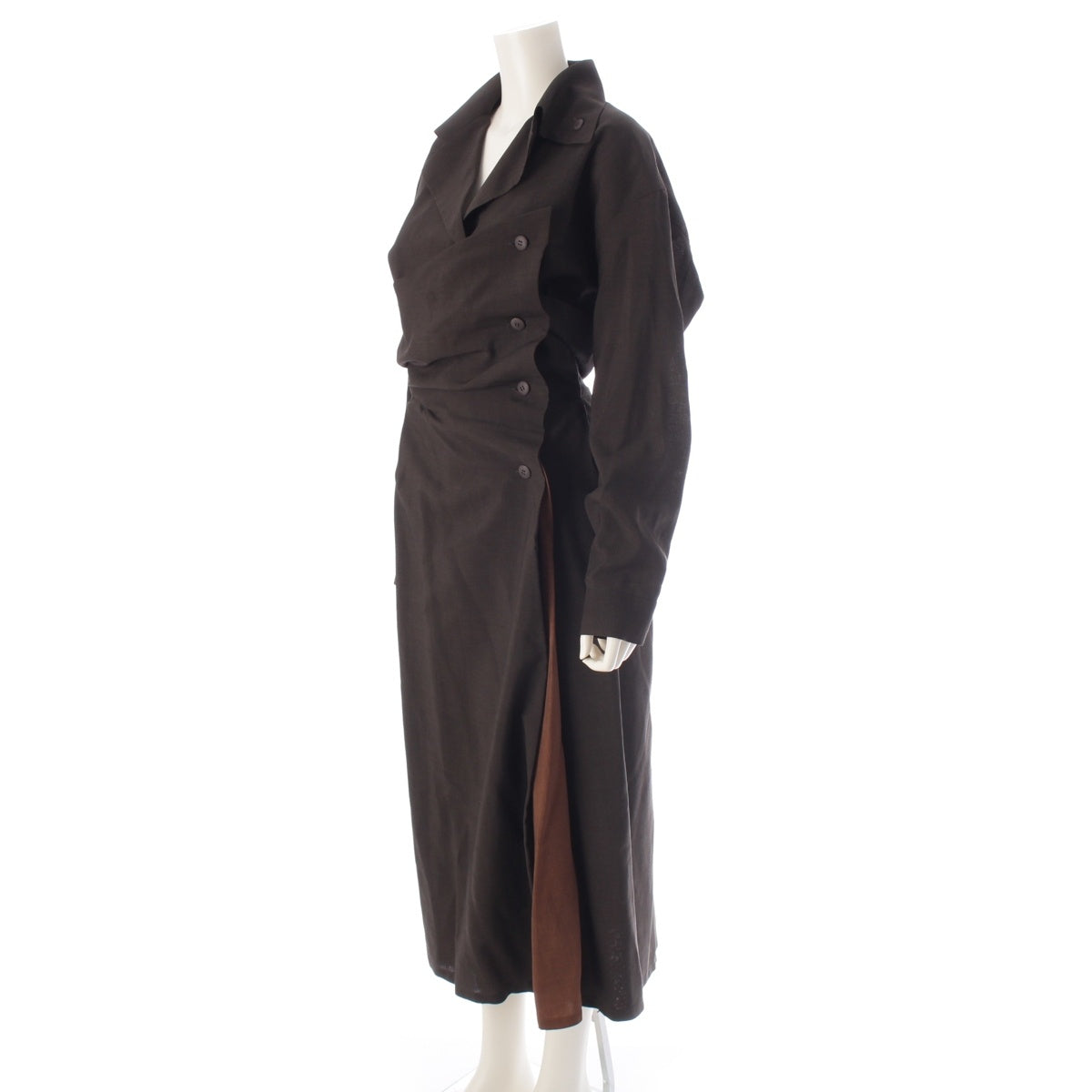 ISSEY MIYAKE wool Brush tag deformation long outer coat JG23039 Dark brown L