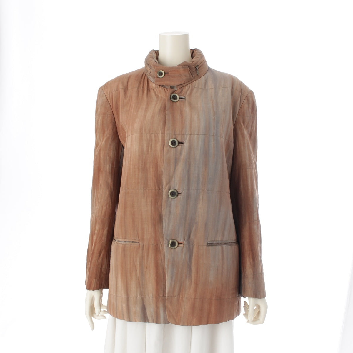 ISSEY MIYAKE silk cotton Marble Gradient Hooded tailored jacket tops IM33-FD010 Brown M