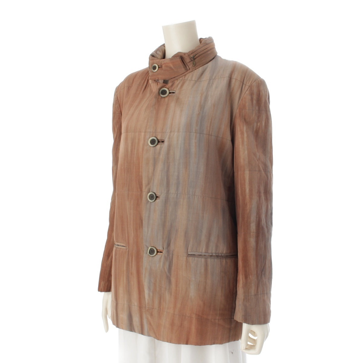 ISSEY MIYAKE silk cotton Marble Gradient Hooded tailored jacket tops IM33-FD010 Brown M